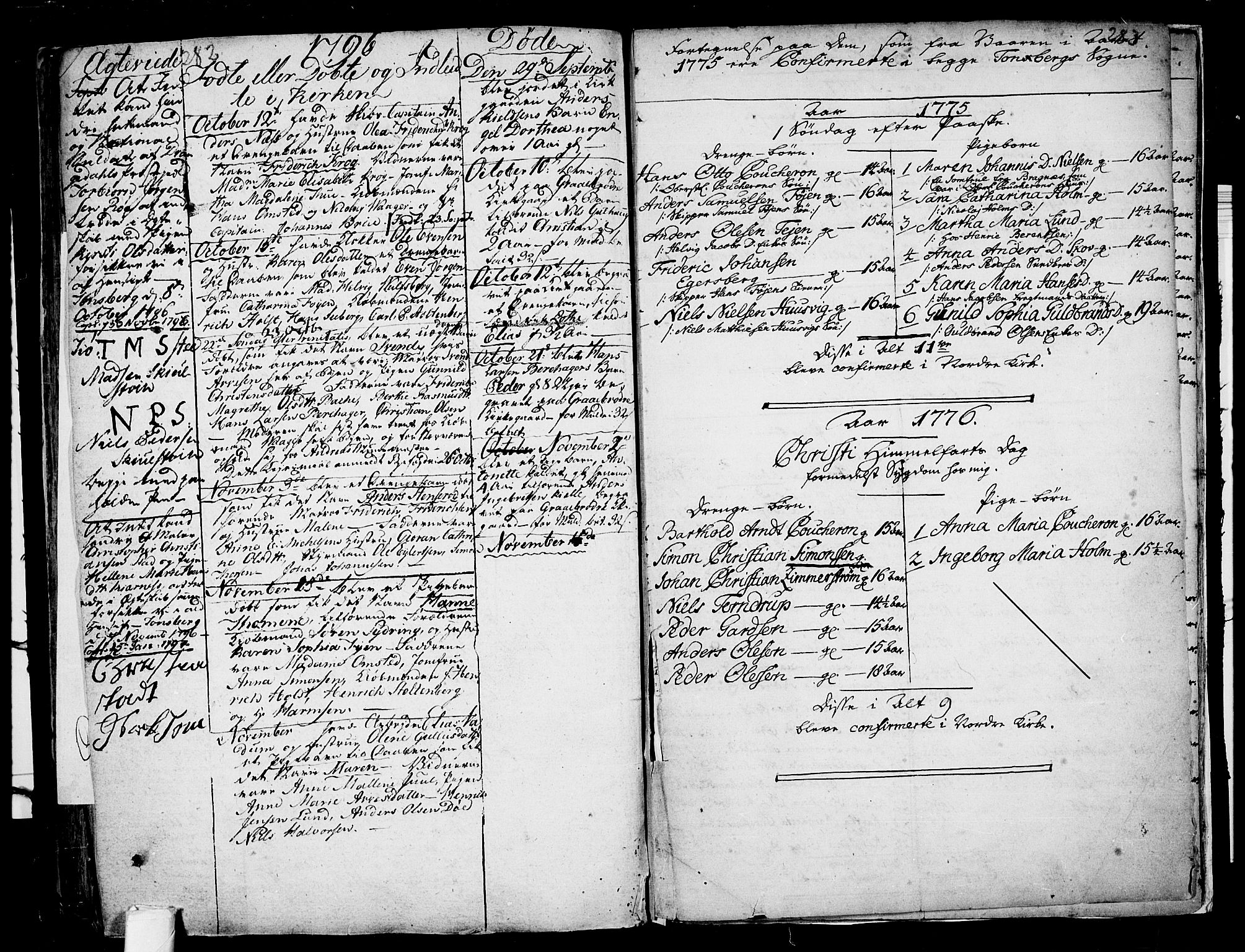 Tønsberg kirkebøker, AV/SAKO-A-330/F/Fb/L0001: Parish register (official) no. II 1, 1690-1796, p. 282-283