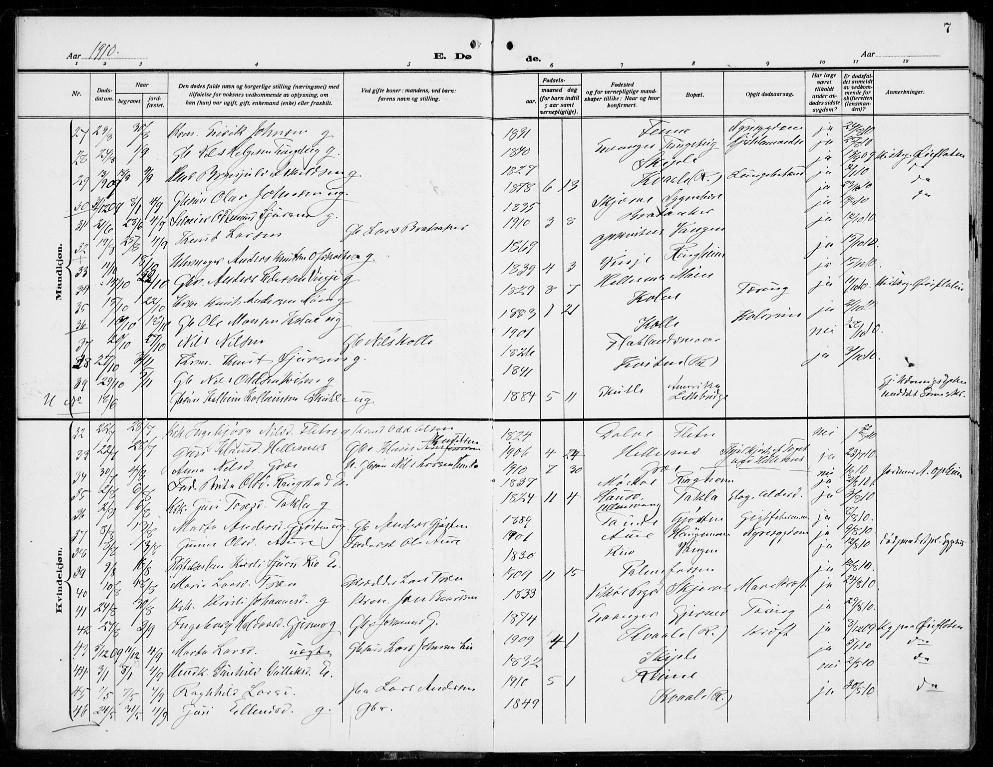 Voss sokneprestembete, AV/SAB-A-79001/H/Haa: Parish register (official) no. D  2, 1910-1932, p. 7