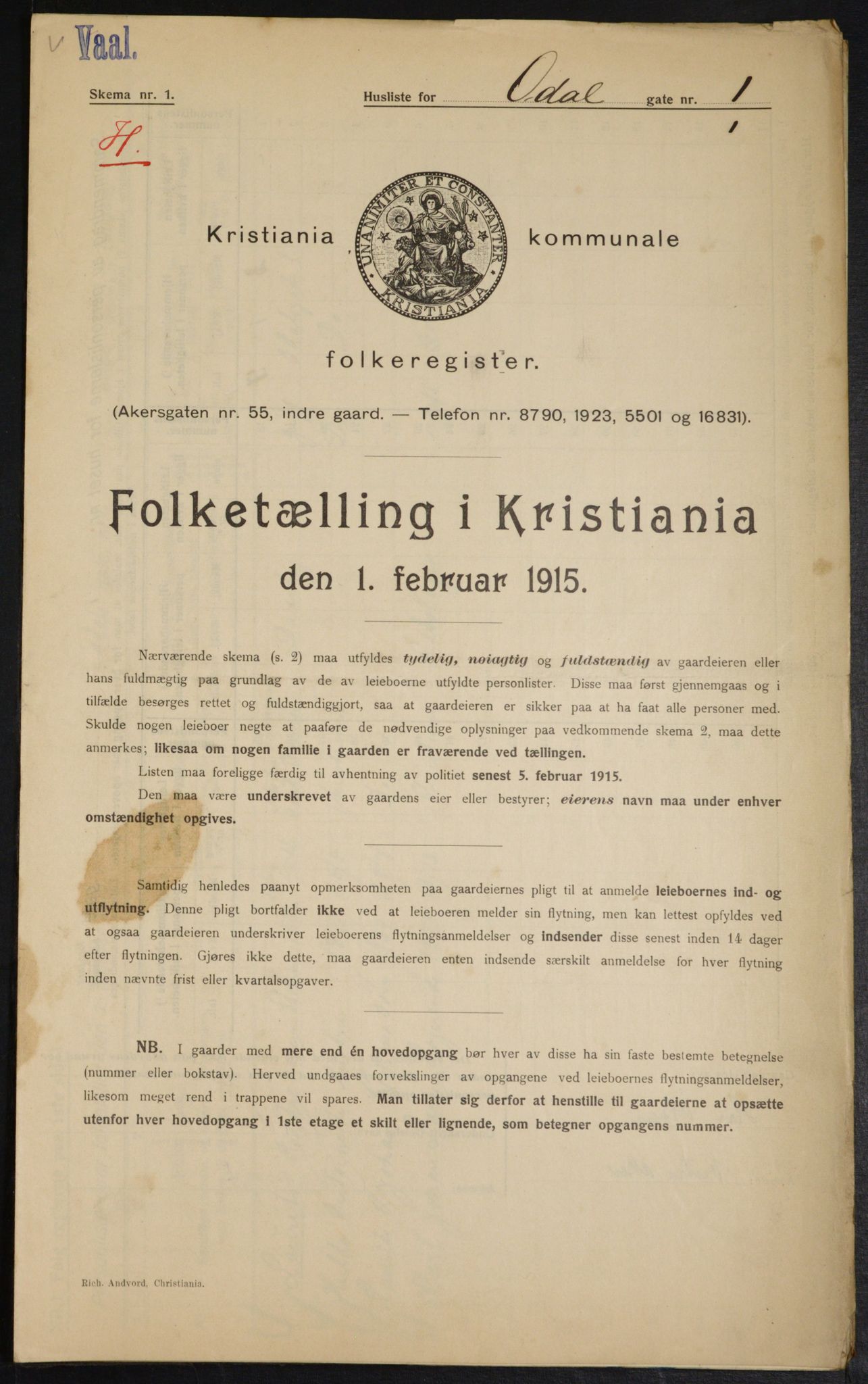 OBA, Municipal Census 1915 for Kristiania, 1915, p. 73768