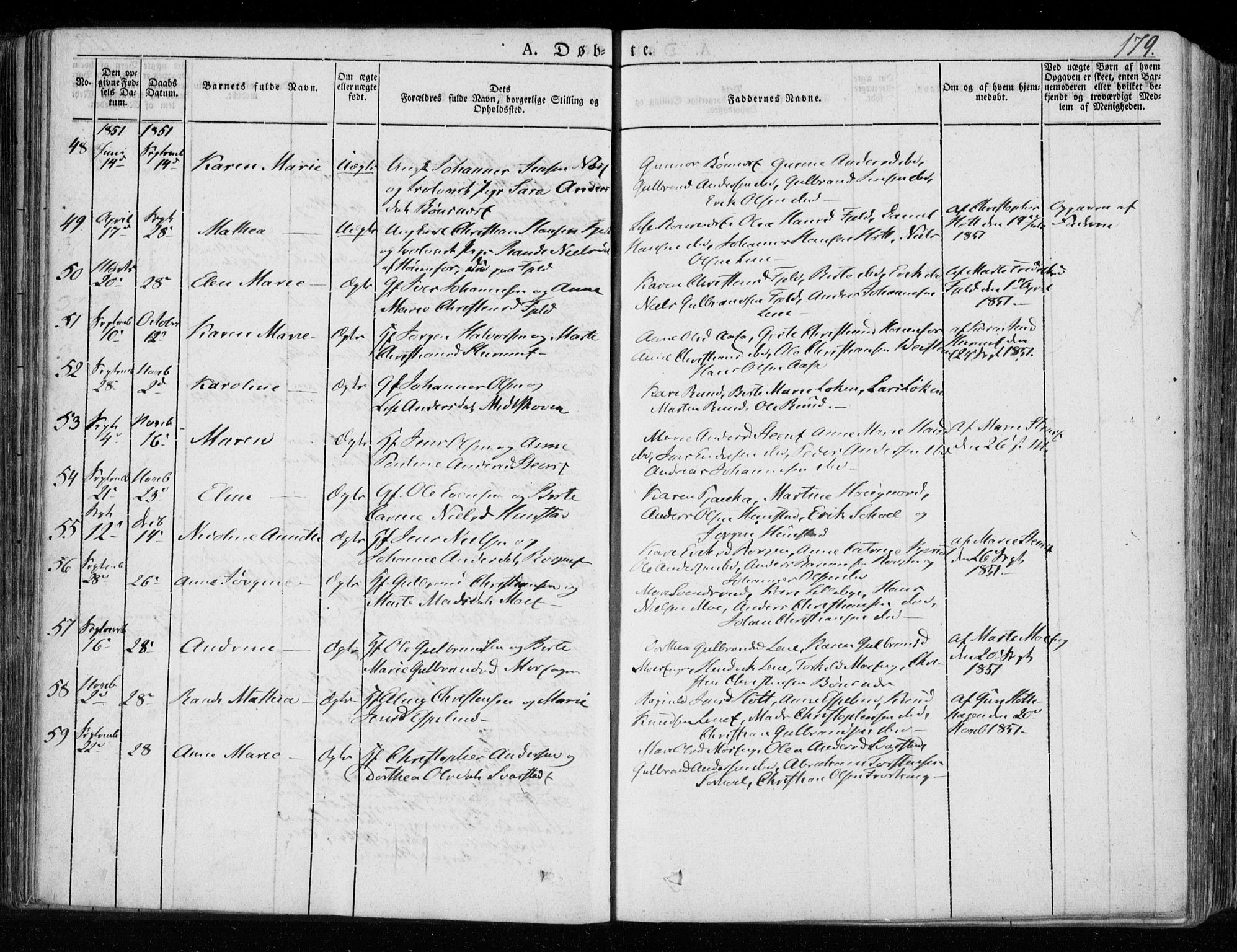 Hole kirkebøker, SAKO/A-228/F/Fa/L0005: Parish register (official) no. I 5, 1833-1851, p. 179