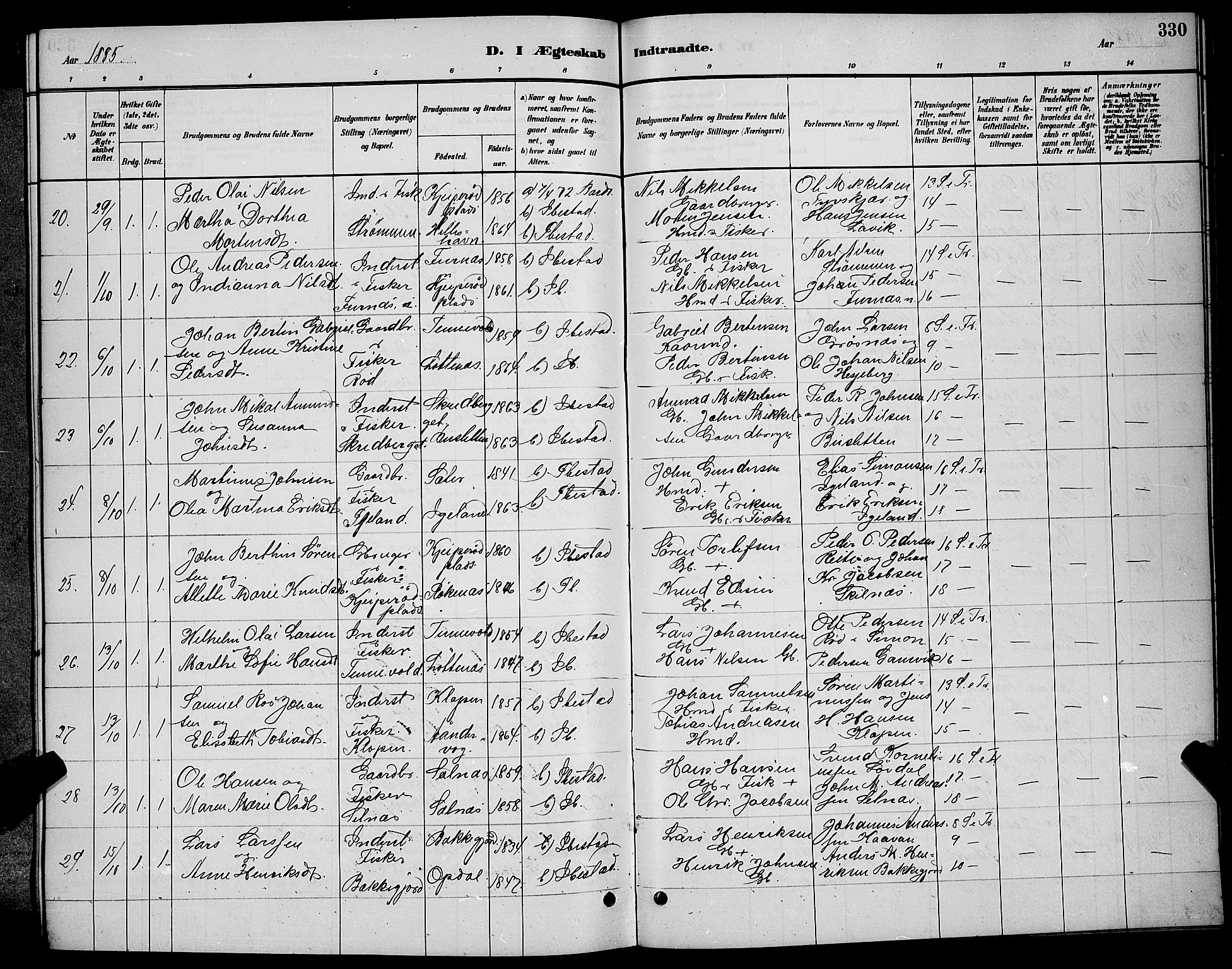 Ibestad sokneprestembete, AV/SATØ-S-0077/H/Ha/Hab/L0007klokker: Parish register (copy) no. 7, 1879-1889, p. 330