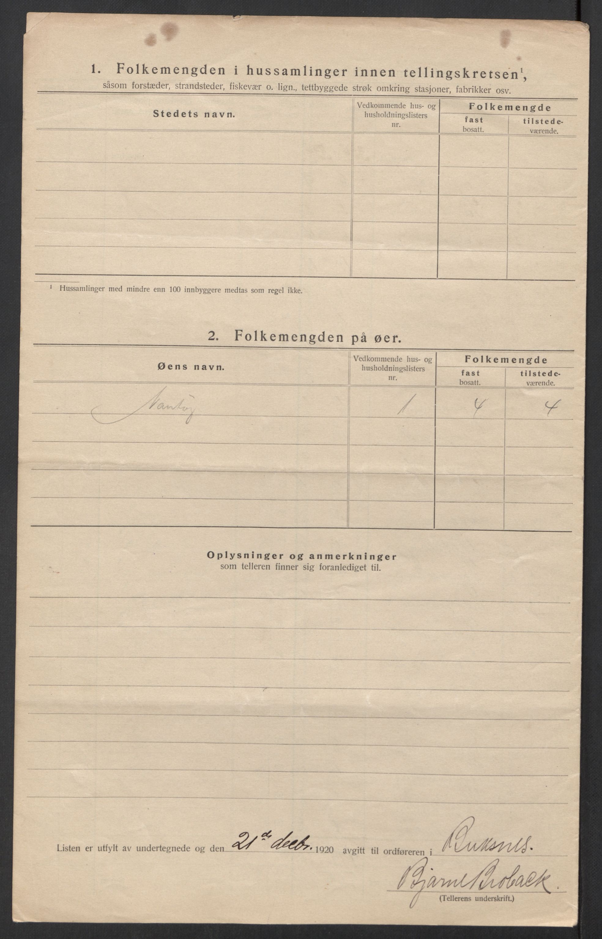 SAT, 1920 census for Buksnes, 1920, p. 8