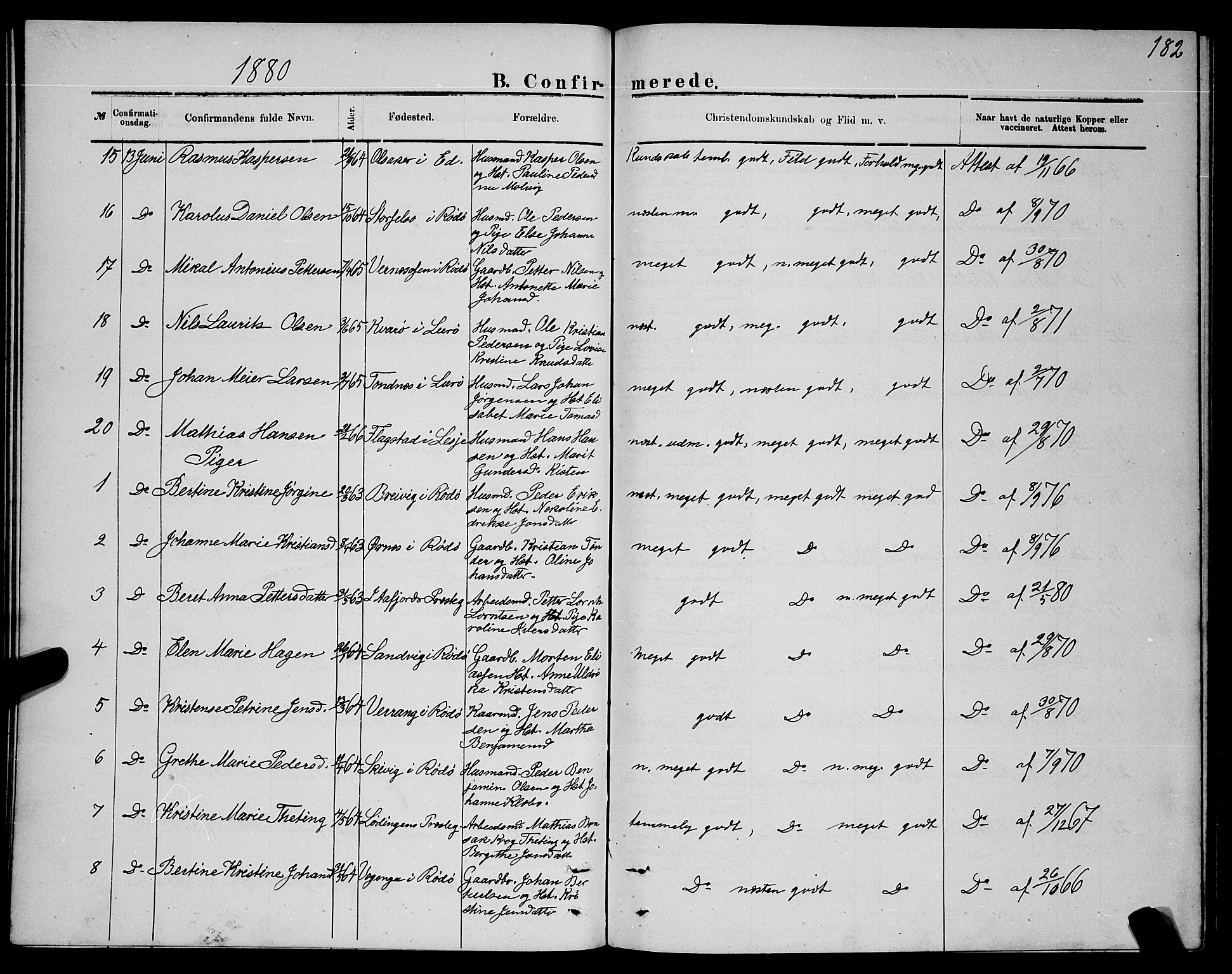 Ministerialprotokoller, klokkerbøker og fødselsregistre - Nordland, SAT/A-1459/841/L0620: Parish register (copy) no. 841C04, 1877-1896, p. 182