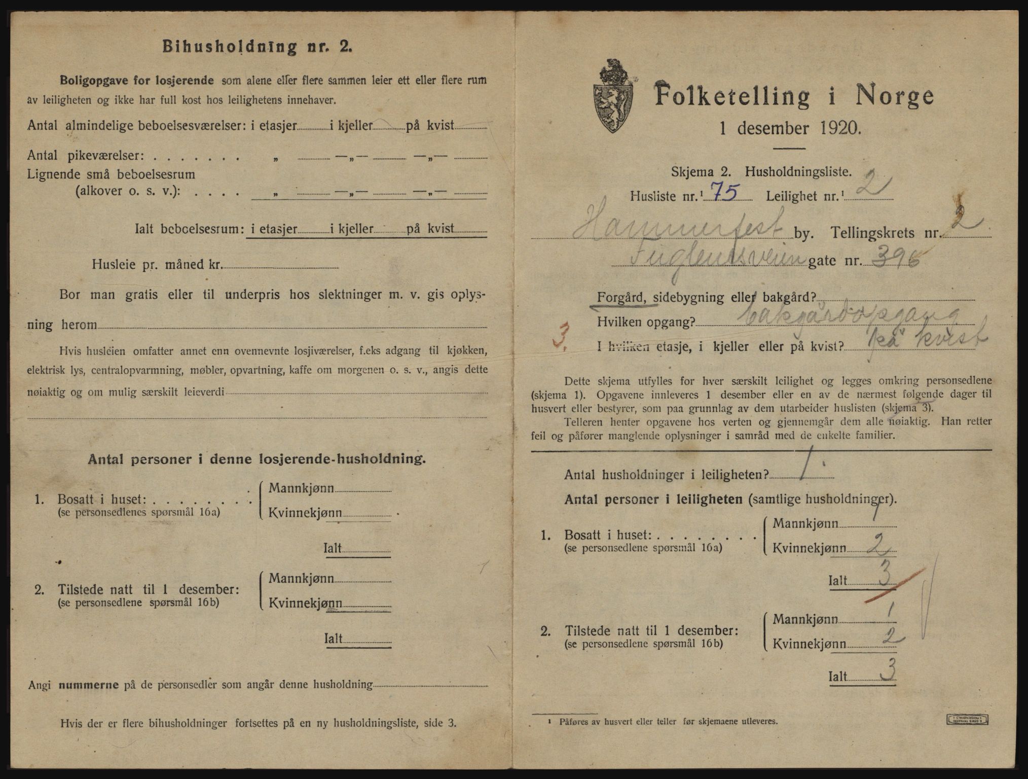 SATØ, 1920 census for Hammerfest, 1920, p. 2082