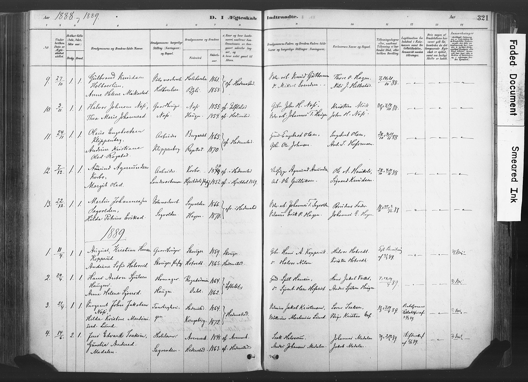 Sandsvær kirkebøker, AV/SAKO-A-244/F/Fd/L0001: Parish register (official) no. IV 1, 1878-1906, p. 321