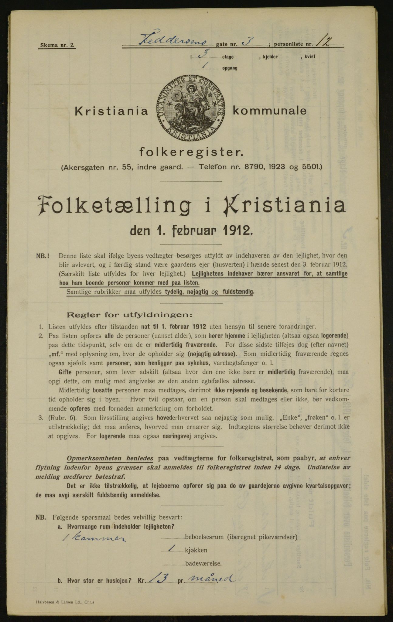 OBA, Municipal Census 1912 for Kristiania, 1912, p. 23993