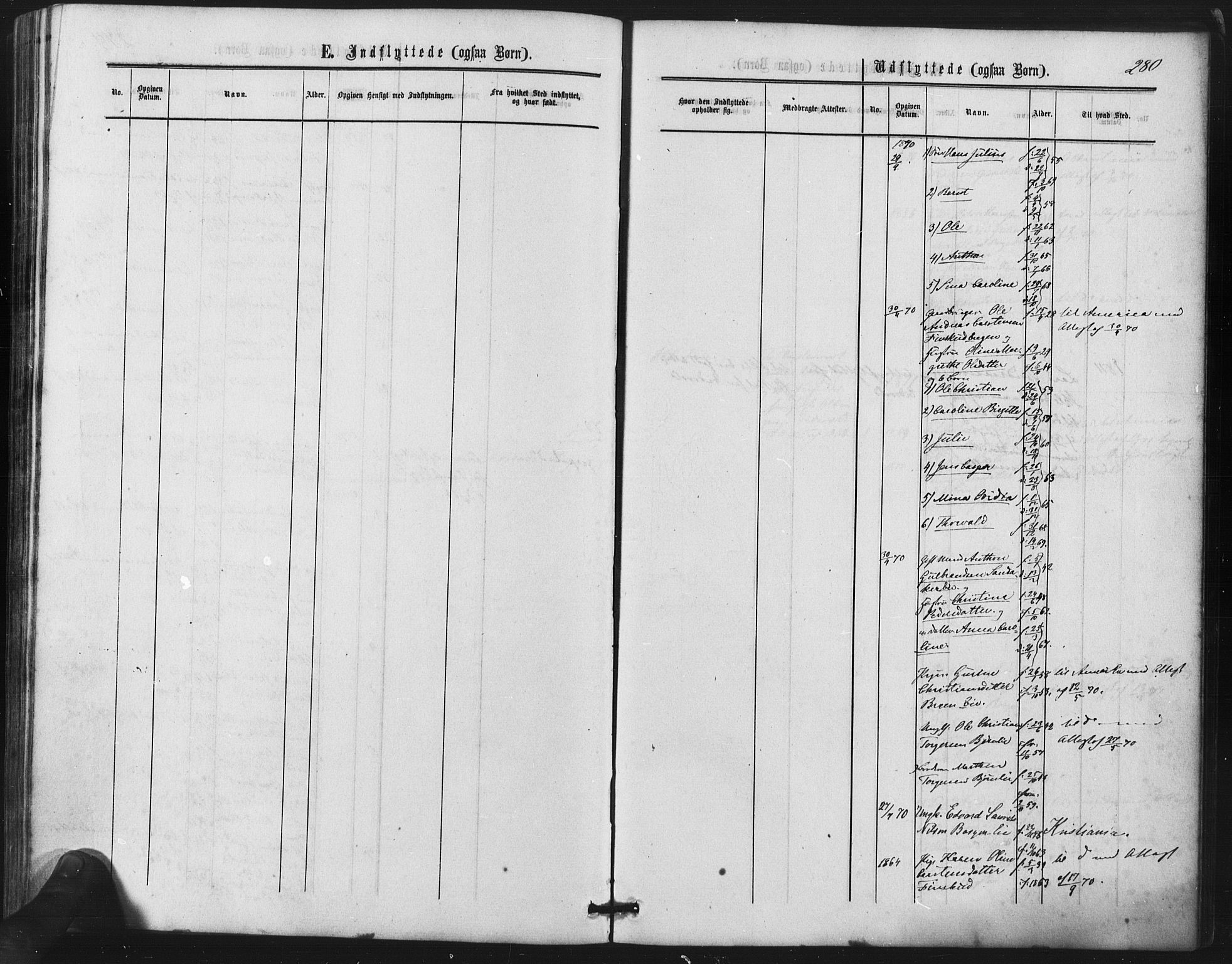 Nes prestekontor Kirkebøker, SAO/A-10410/F/Fb/L0001: Parish register (official) no. II 1, 1859-1882, p. 280
