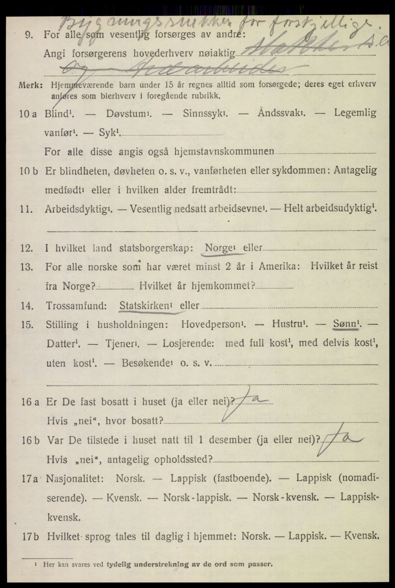 SAT, 1920 census for Verdal, 1920, p. 4716