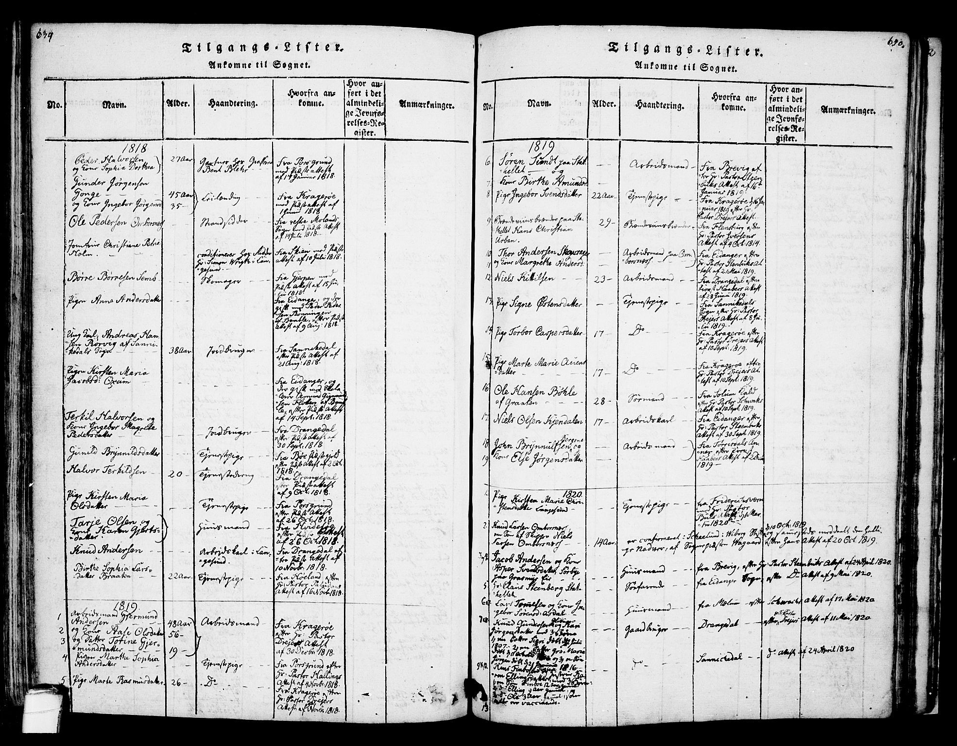 Bamble kirkebøker, AV/SAKO-A-253/F/Fa/L0003: Parish register (official) no. I 3 /1, 1814-1834, p. 639-640