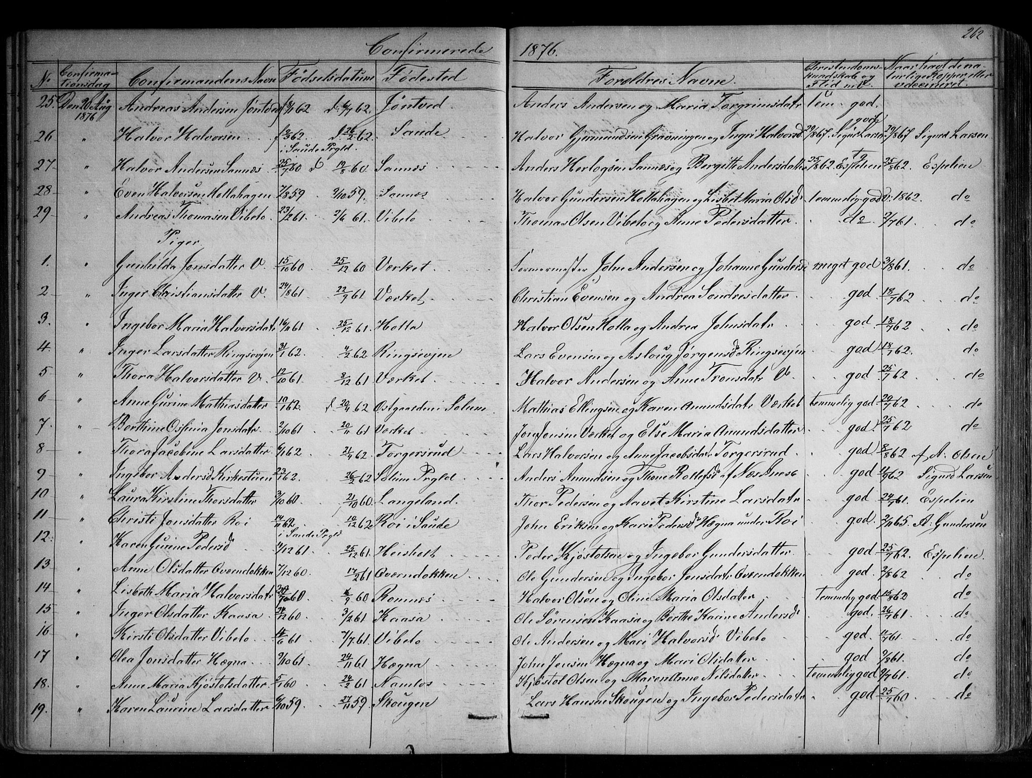 Holla kirkebøker, SAKO/A-272/G/Ga/L0004: Parish register (copy) no. I 4, 1867-1890, p. 262