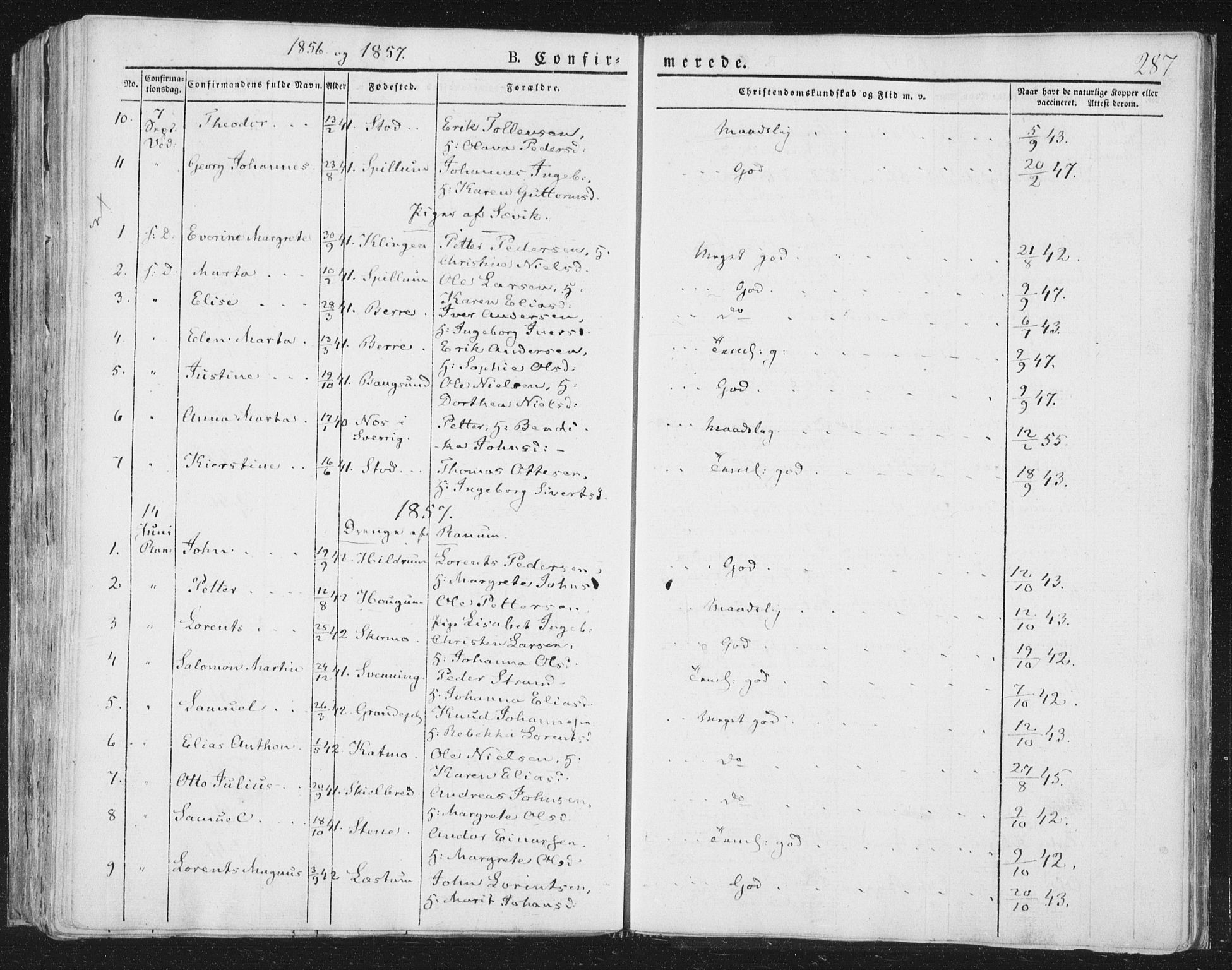 Ministerialprotokoller, klokkerbøker og fødselsregistre - Nord-Trøndelag, SAT/A-1458/764/L0551: Parish register (official) no. 764A07a, 1824-1864, p. 287