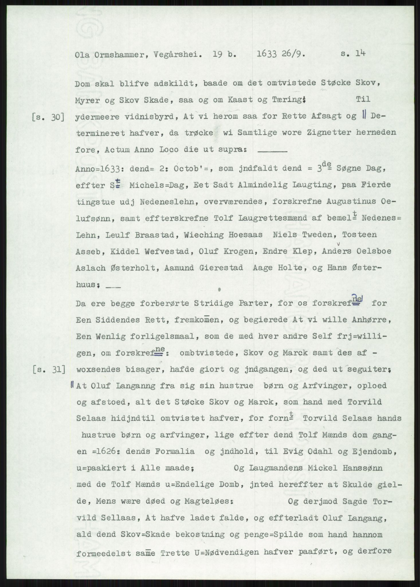 Samlinger til kildeutgivelse, Diplomavskriftsamlingen, AV/RA-EA-4053/H/Ha, p. 3530