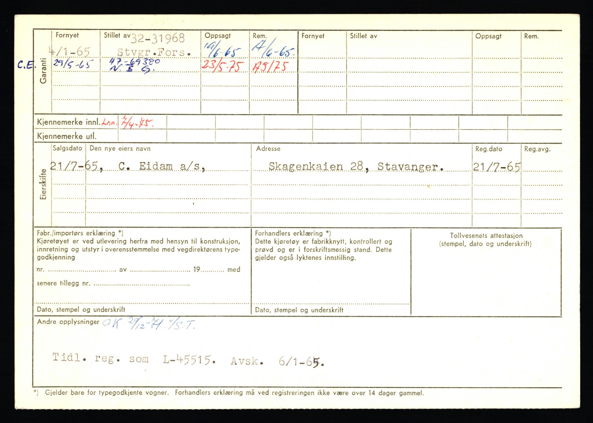 Stavanger trafikkstasjon, AV/SAST-A-101942/0/F/L0012: L-4200 - L-4699, 1930-1971, p. 1052