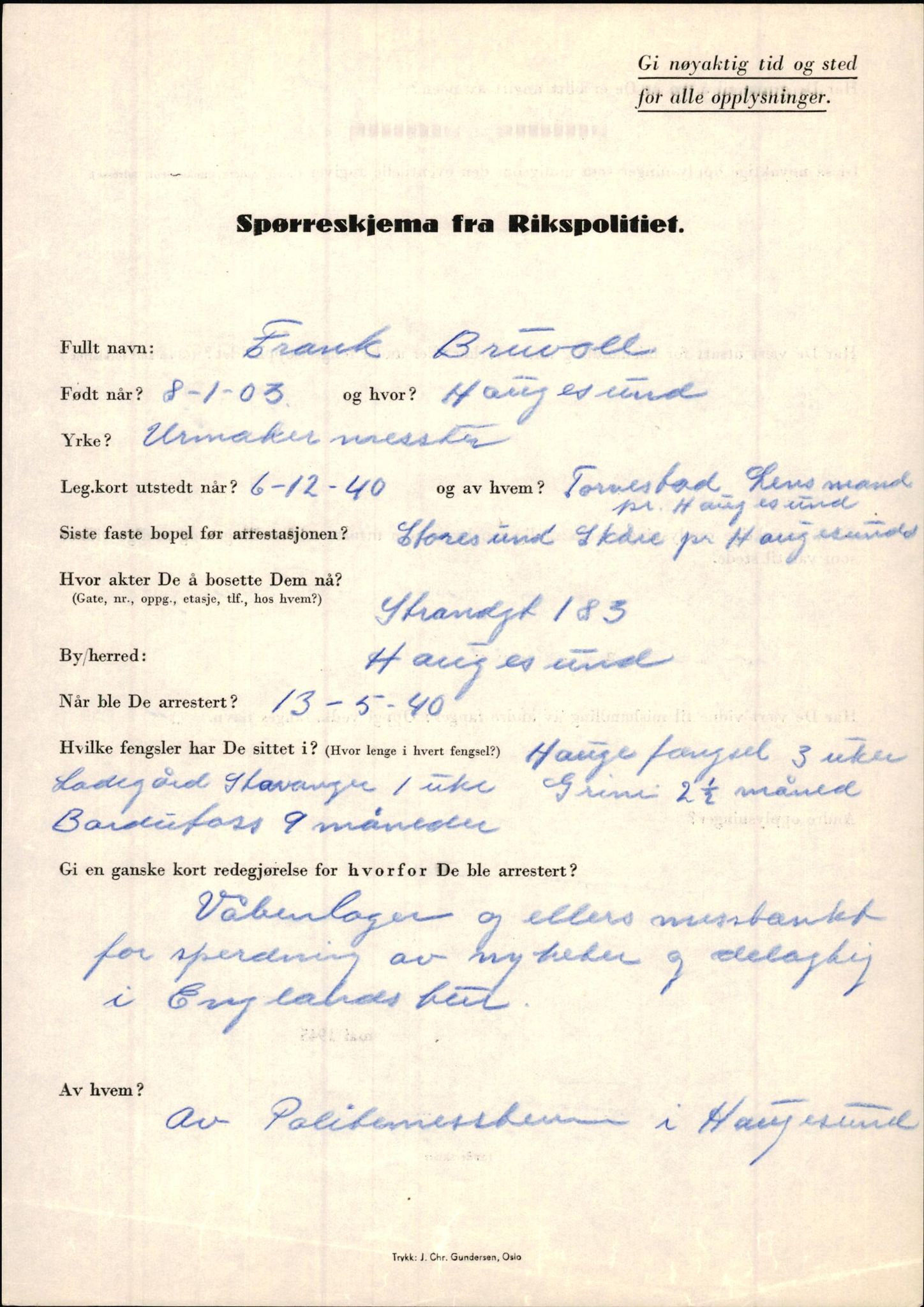Rikspolitisjefen, AV/RA-S-1560/L/L0002: Berg, Alf - Bråthen, Thorleif, 1940-1945, p. 1152