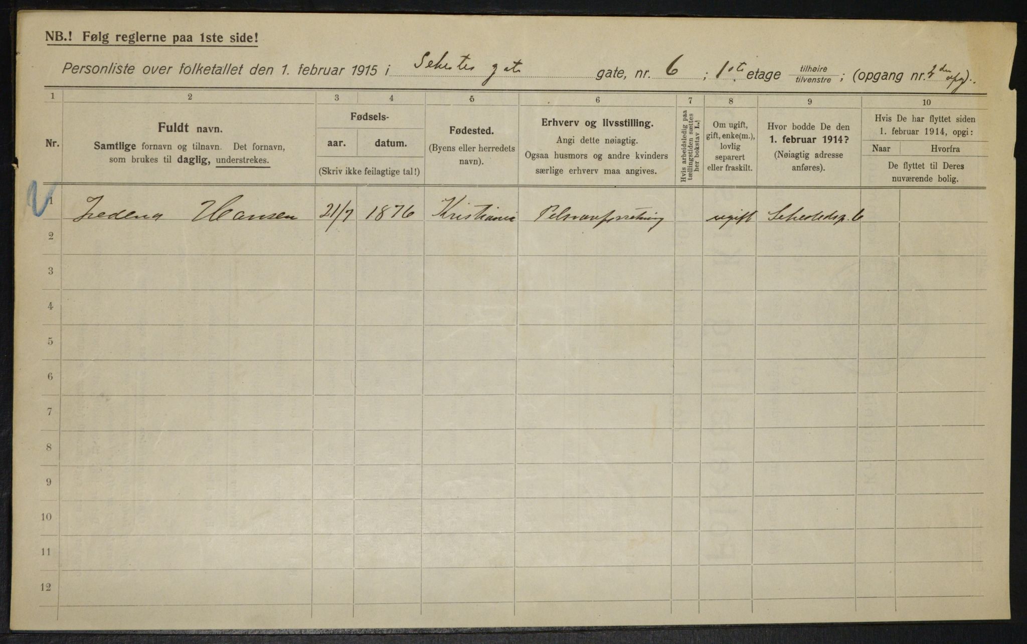 OBA, Municipal Census 1915 for Kristiania, 1915, p. 93586