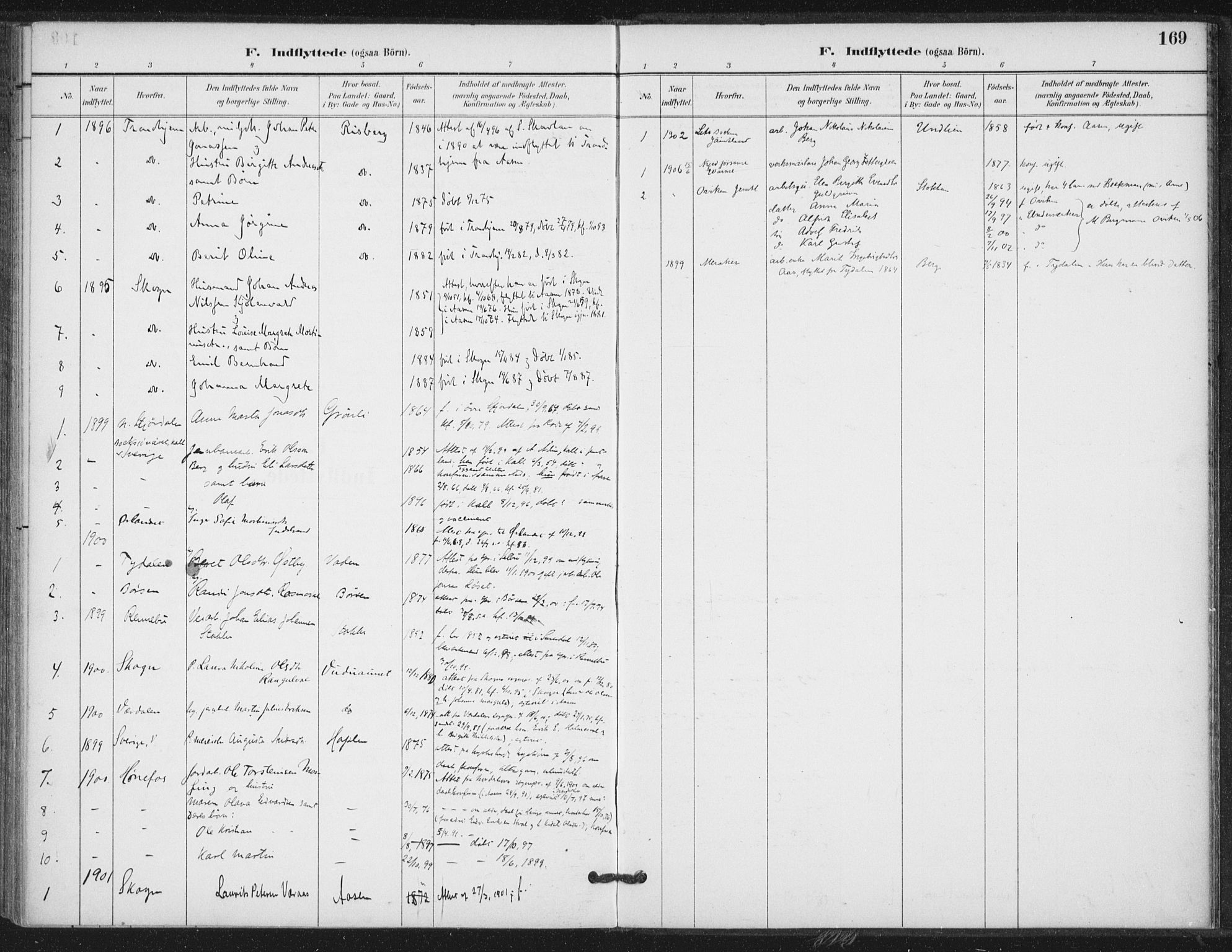 Ministerialprotokoller, klokkerbøker og fødselsregistre - Nord-Trøndelag, AV/SAT-A-1458/714/L0131: Parish register (official) no. 714A02, 1896-1918, p. 169
