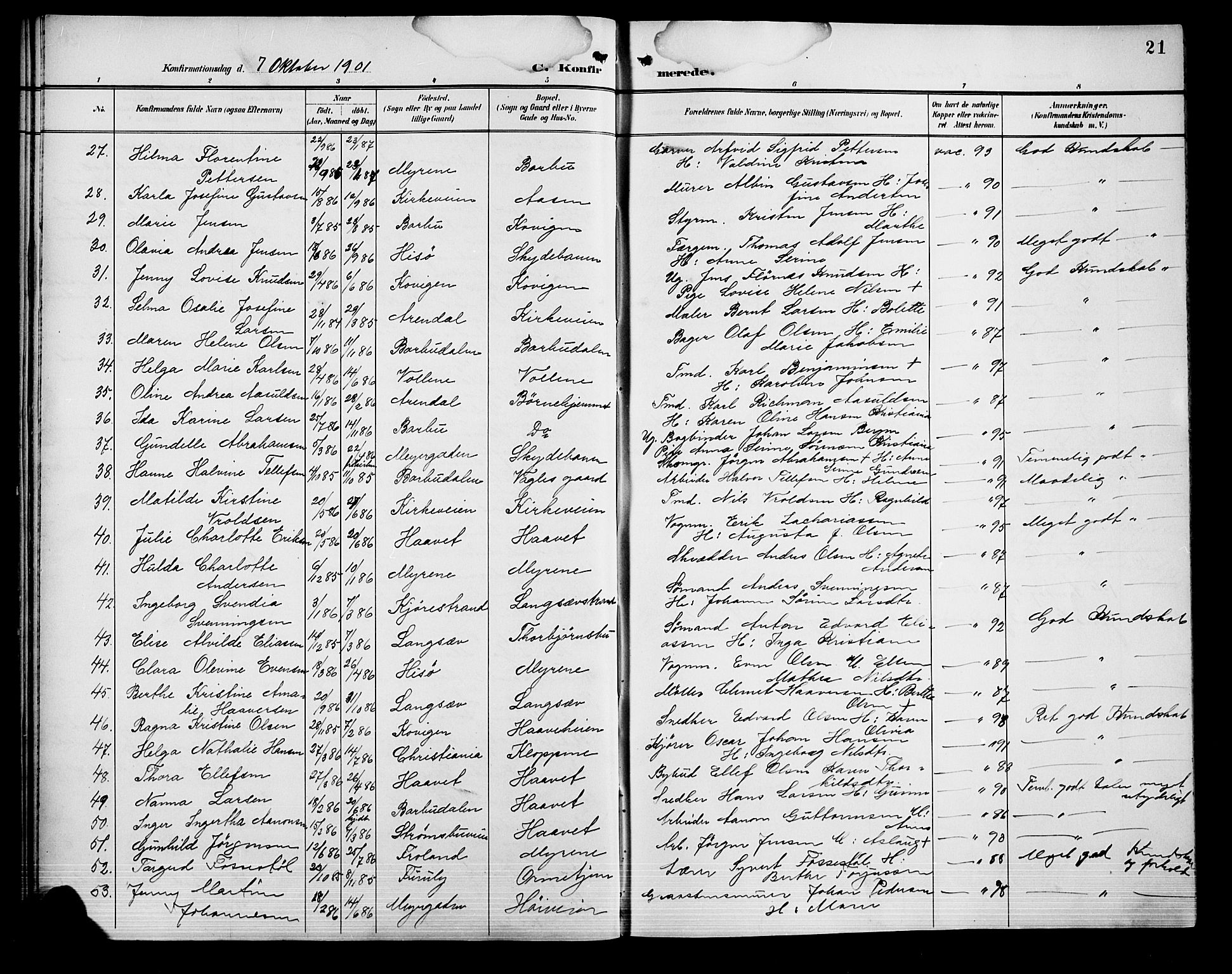 Barbu sokneprestkontor, AV/SAK-1111-0003/F/Fb/L0003: Parish register (copy) no. B 3, 1897-1911, p. 21