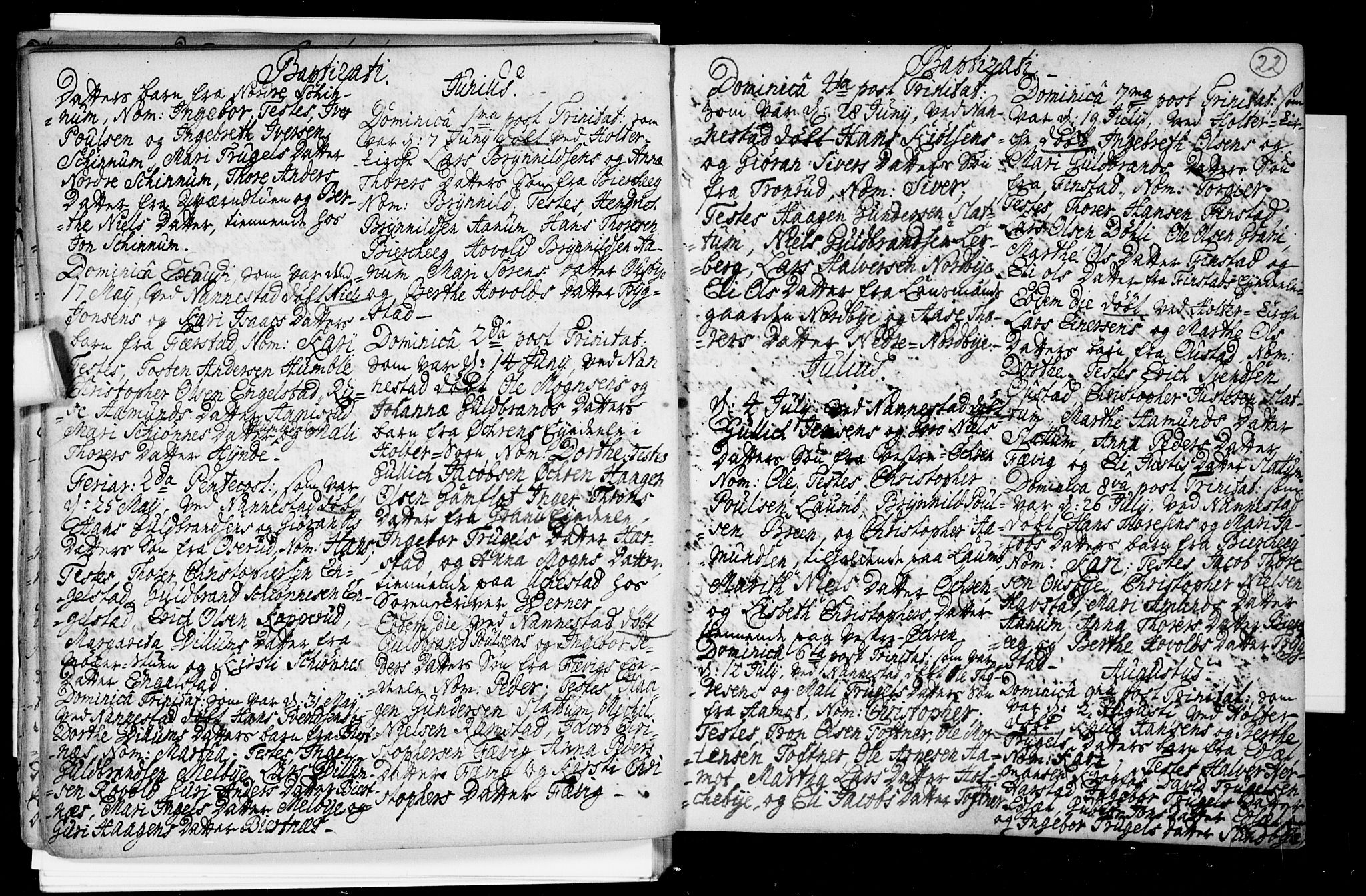 Nannestad prestekontor Kirkebøker, AV/SAO-A-10414a/F/Fa/L0005: Parish register (official) no. I 5, 1729-1738, p. 22