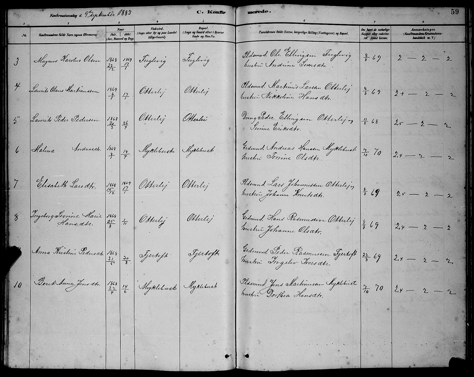 Ministerialprotokoller, klokkerbøker og fødselsregistre - Møre og Romsdal, AV/SAT-A-1454/538/L0523: Parish register (copy) no. 538C01, 1881-1900, p. 59