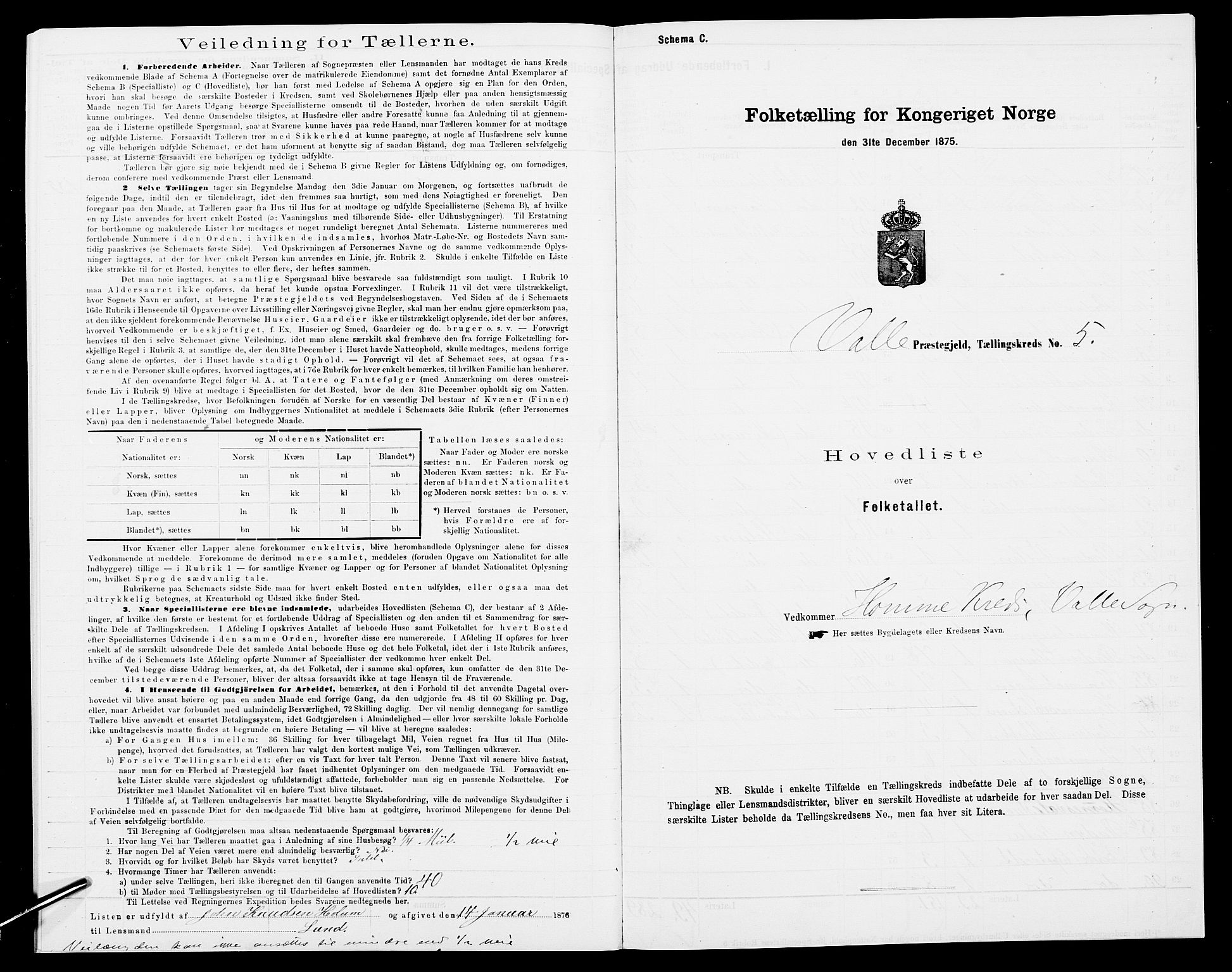 SAK, 1875 census for 0940P Valle, 1875, p. 30