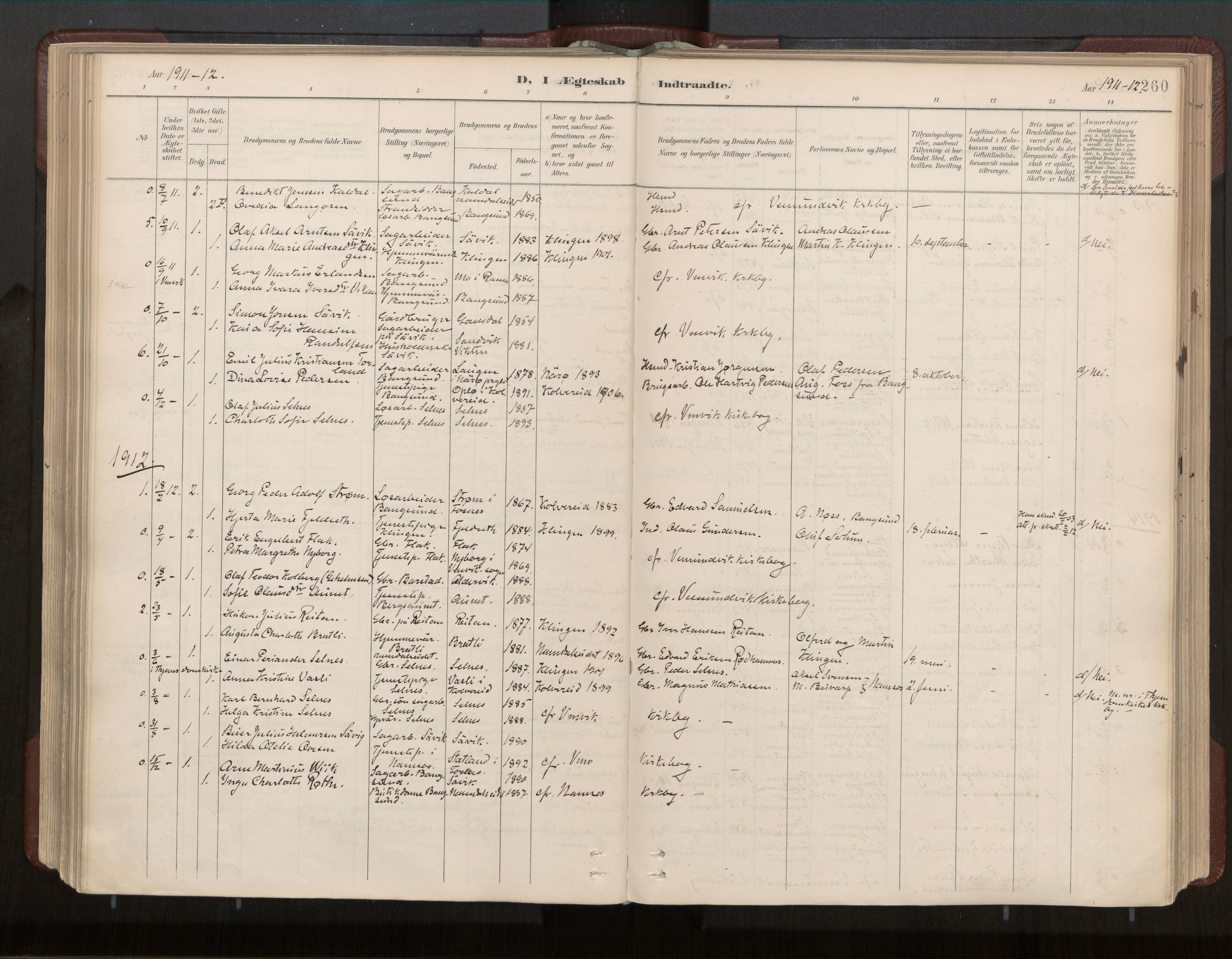 Ministerialprotokoller, klokkerbøker og fødselsregistre - Nord-Trøndelag, SAT/A-1458/770/L0589: Parish register (official) no. 770A03, 1887-1929, p. 260