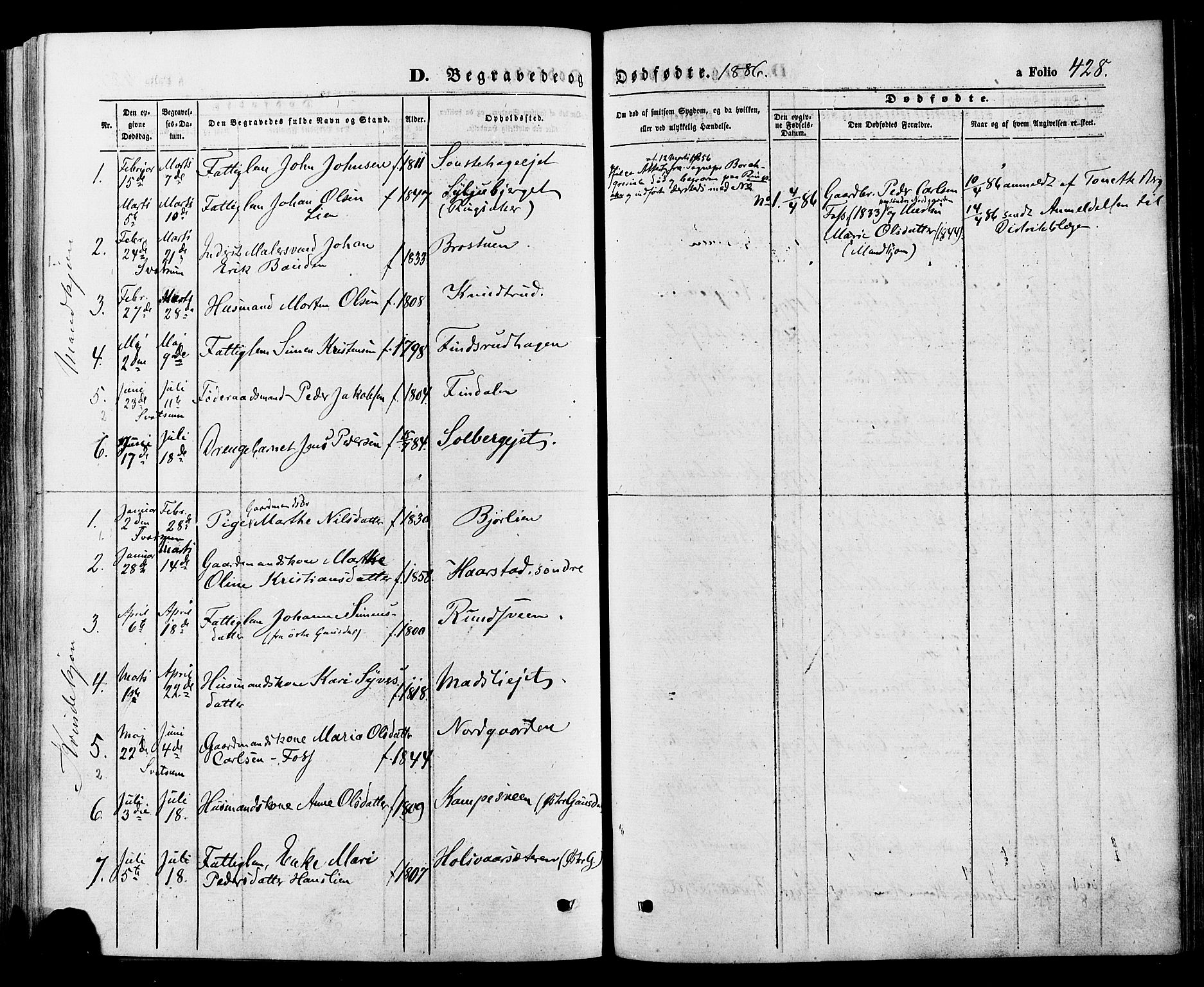 Gausdal prestekontor, SAH/PREST-090/H/Ha/Haa/L0010: Parish register (official) no. 10, 1867-1886, p. 428