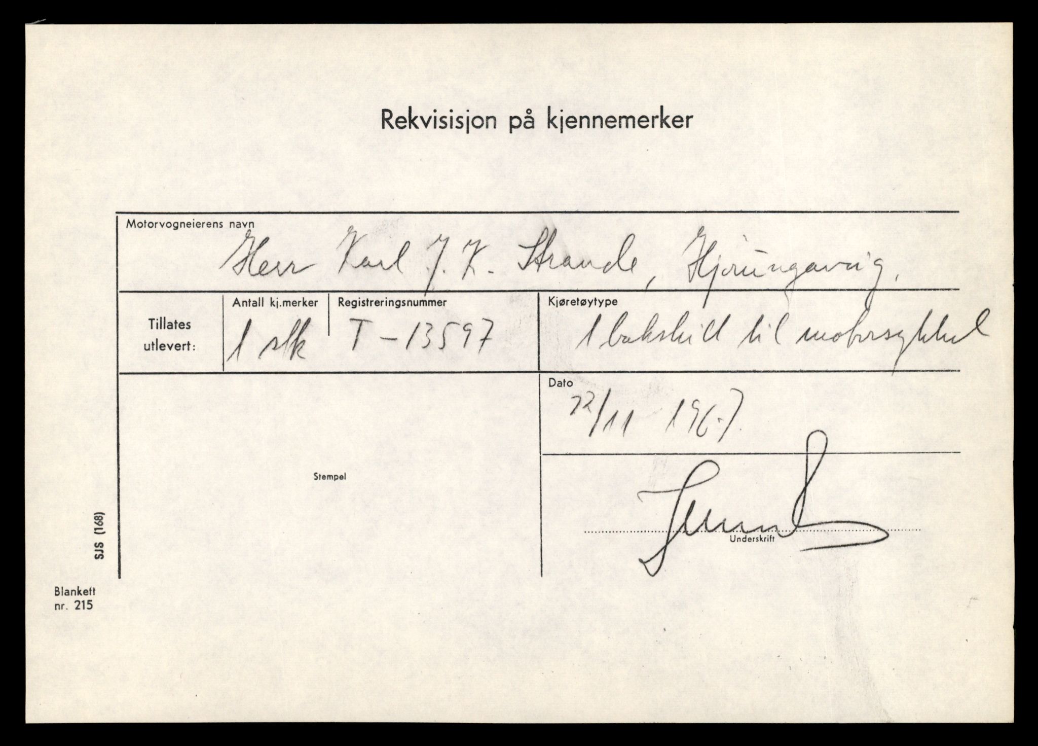 Møre og Romsdal vegkontor - Ålesund trafikkstasjon, AV/SAT-A-4099/F/Fe/L0040: Registreringskort for kjøretøy T 13531 - T 13709, 1927-1998, p. 1192