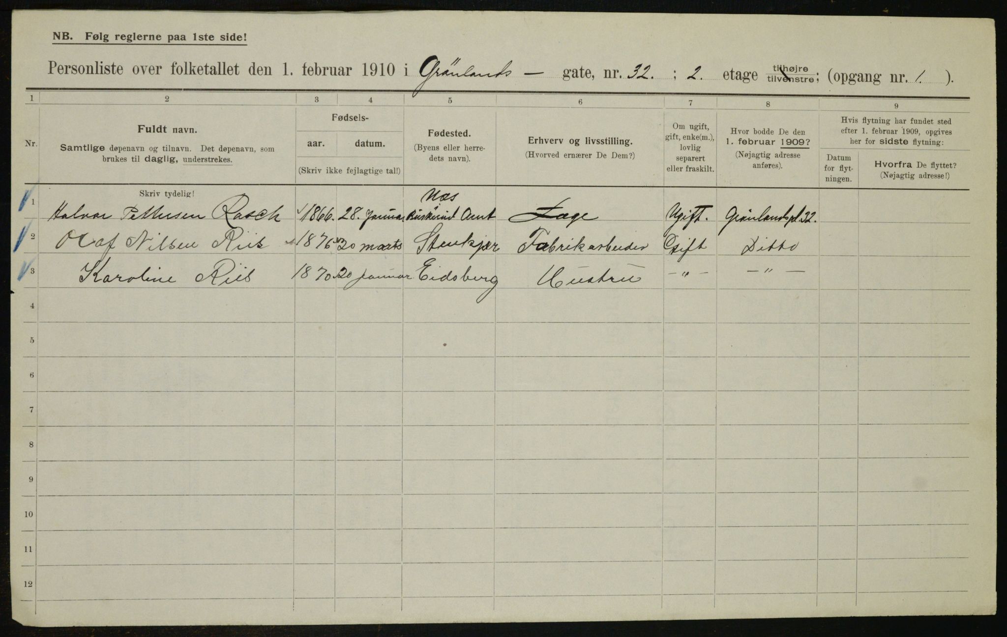 OBA, Municipal Census 1910 for Kristiania, 1910, p. 30243