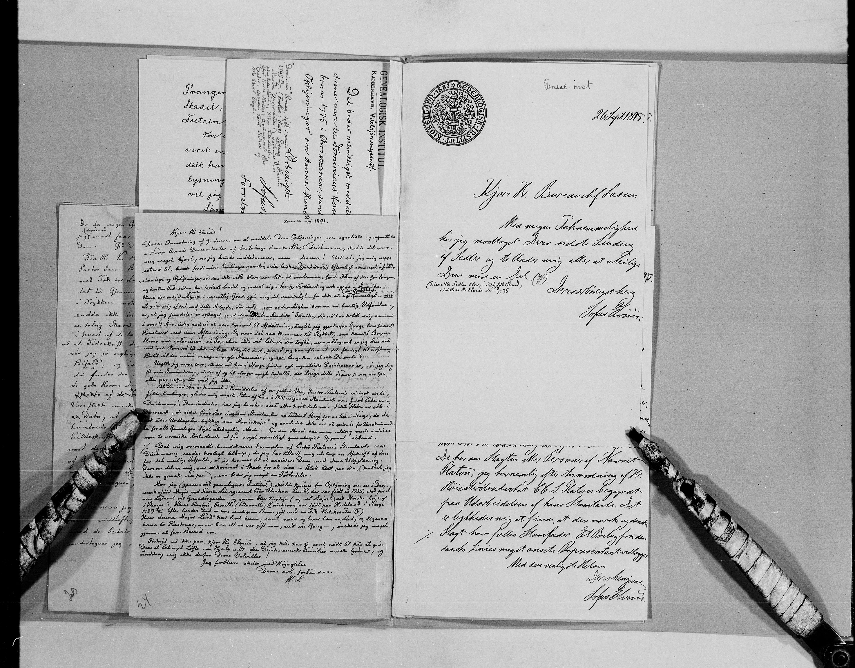 Lassens samlinger, AV/RA-PA-0051/G/L0097: Alfabetisk ordnede brev til Wilhelm Lassen: Fabritius - Grønvold, 1815-1907, p. 117