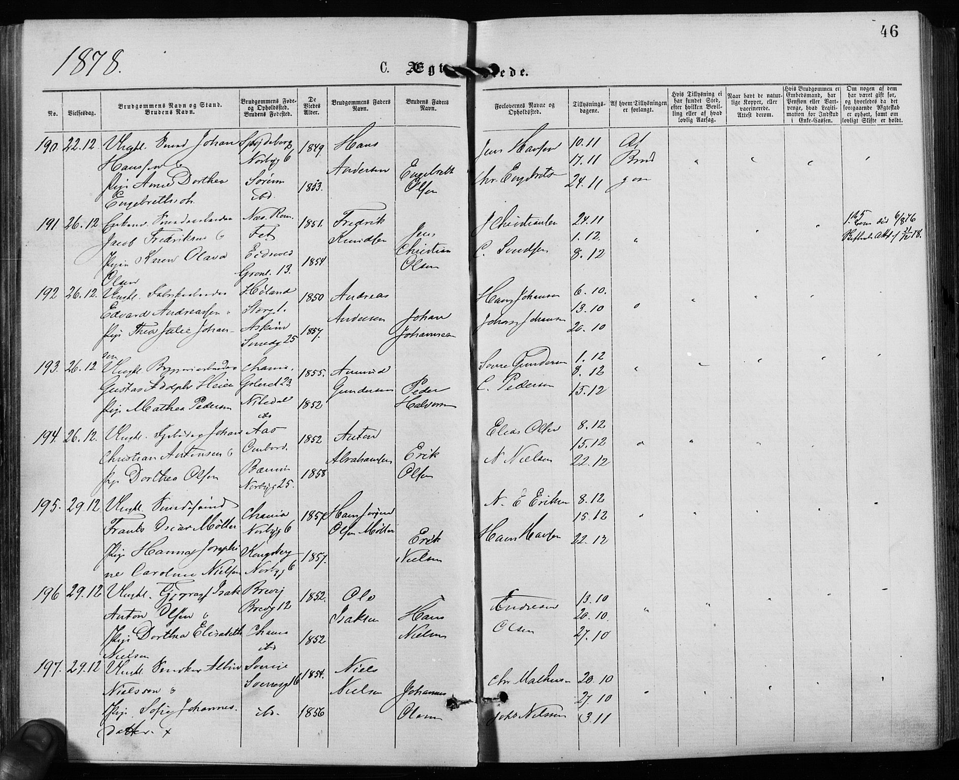 Grønland prestekontor Kirkebøker, AV/SAO-A-10848/F/Fa/L0006: Parish register (official) no. 6, 1877-1886, p. 46