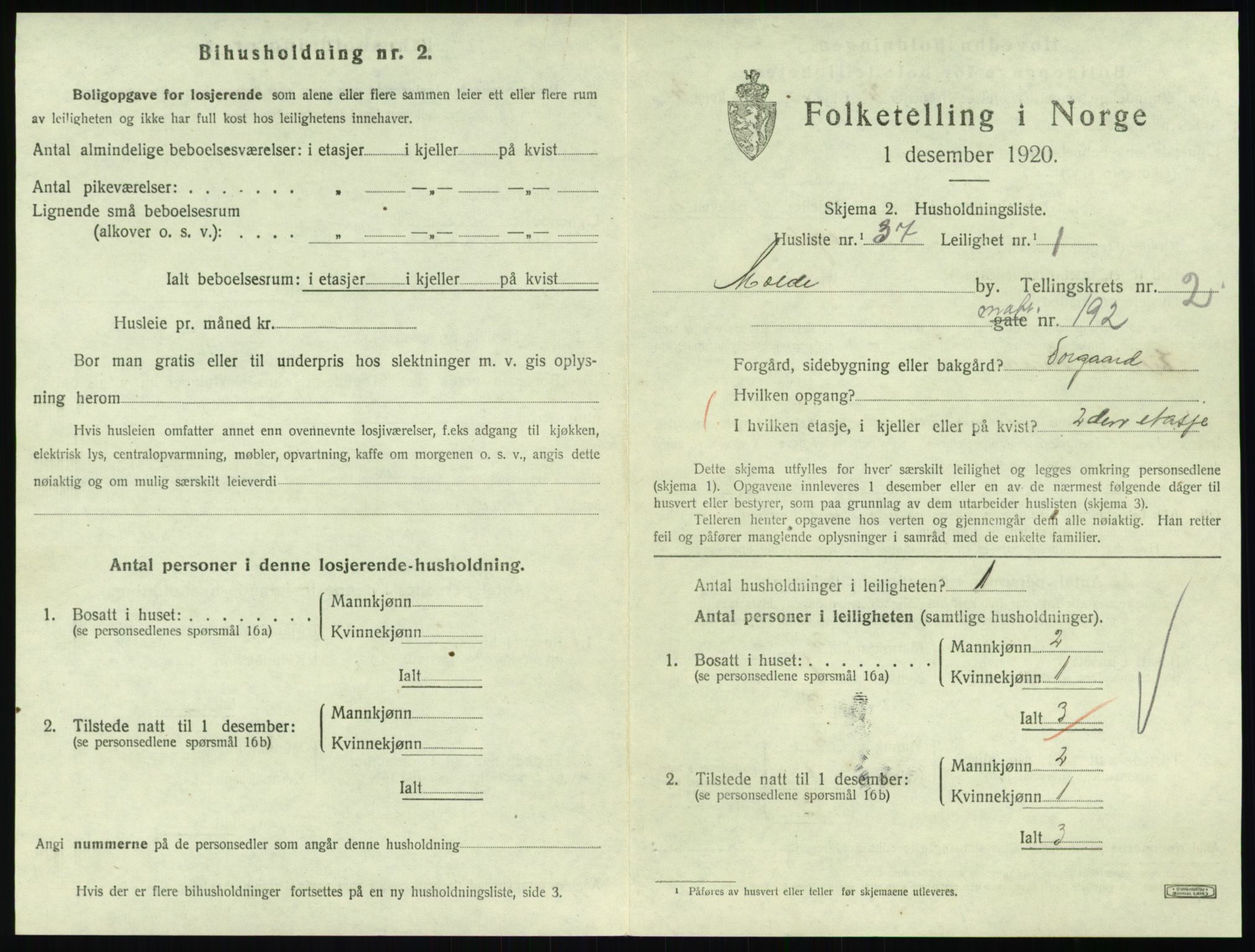 SAT, 1920 census for Molde, 1920, p. 1055