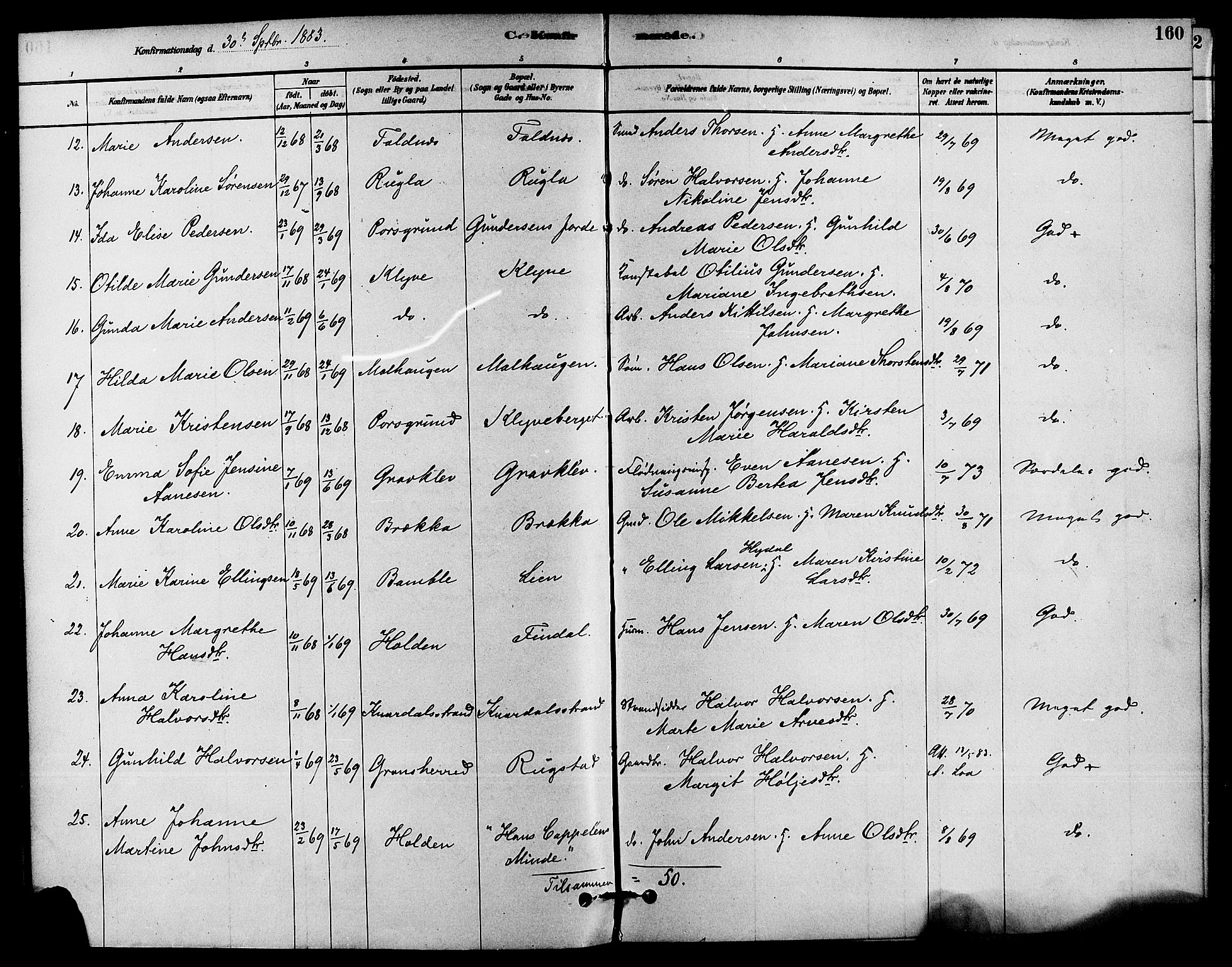 Solum kirkebøker, AV/SAKO-A-306/F/Fa/L0009: Parish register (official) no. I 9, 1877-1887, p. 160