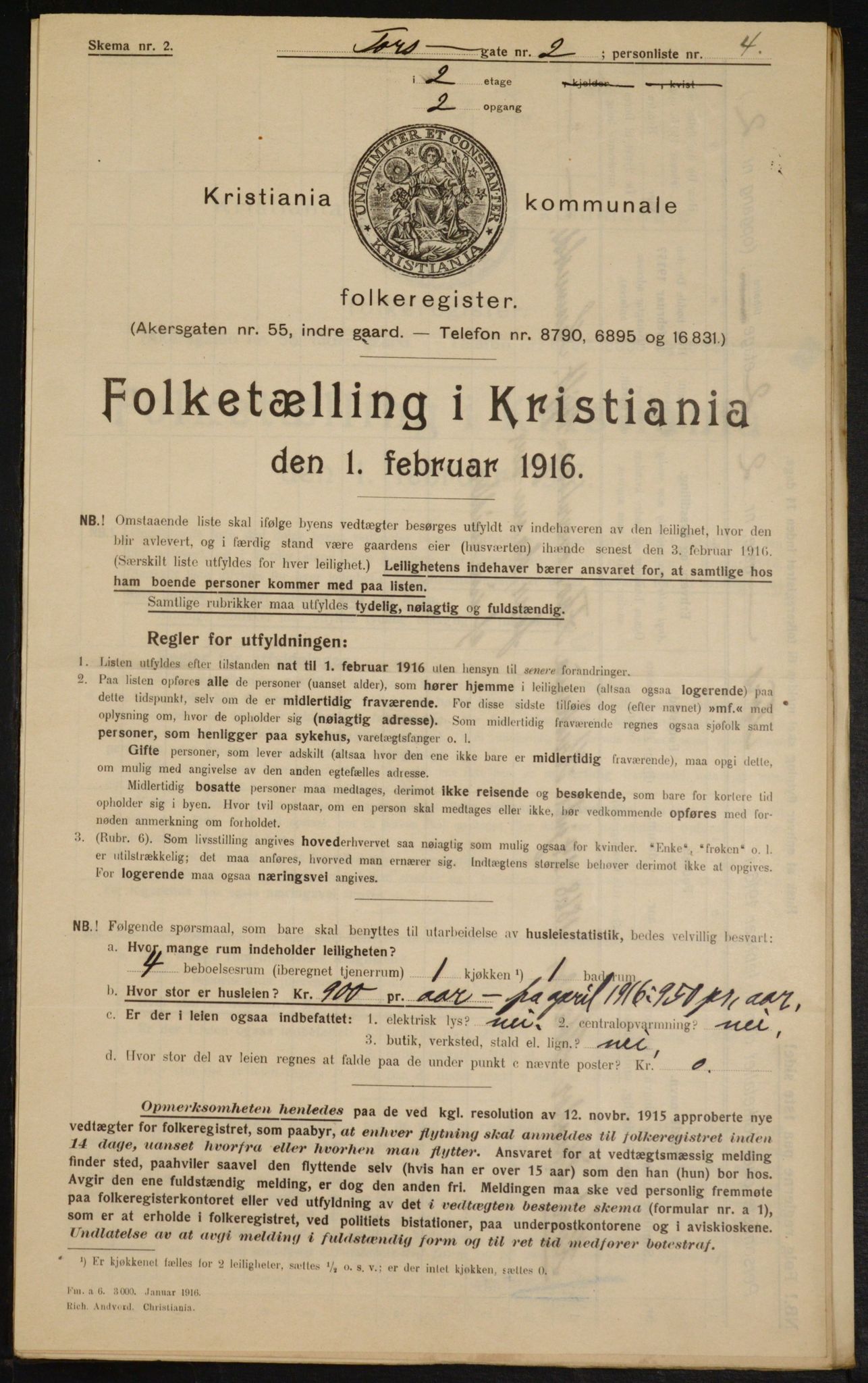 OBA, Municipal Census 1916 for Kristiania, 1916, p. 117561