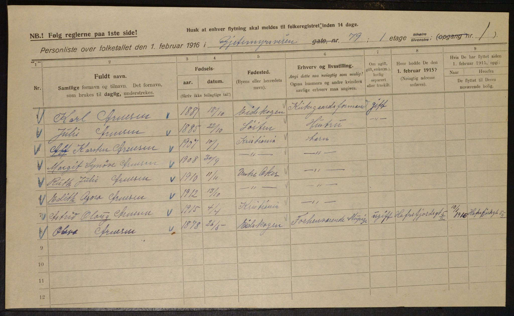 OBA, Municipal Census 1916 for Kristiania, 1916, p. 29650