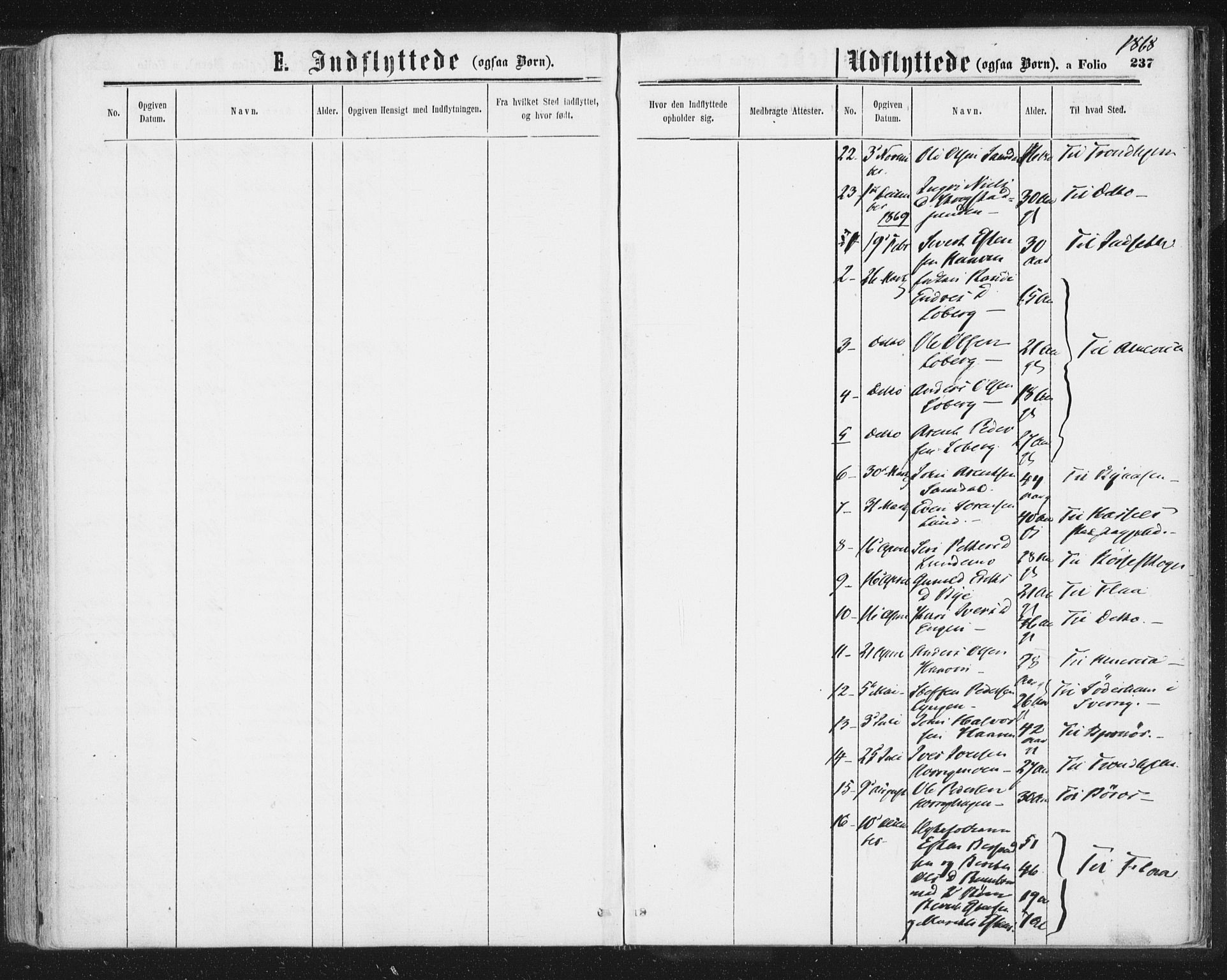 Ministerialprotokoller, klokkerbøker og fødselsregistre - Sør-Trøndelag, SAT/A-1456/692/L1104: Parish register (official) no. 692A04, 1862-1878, p. 237
