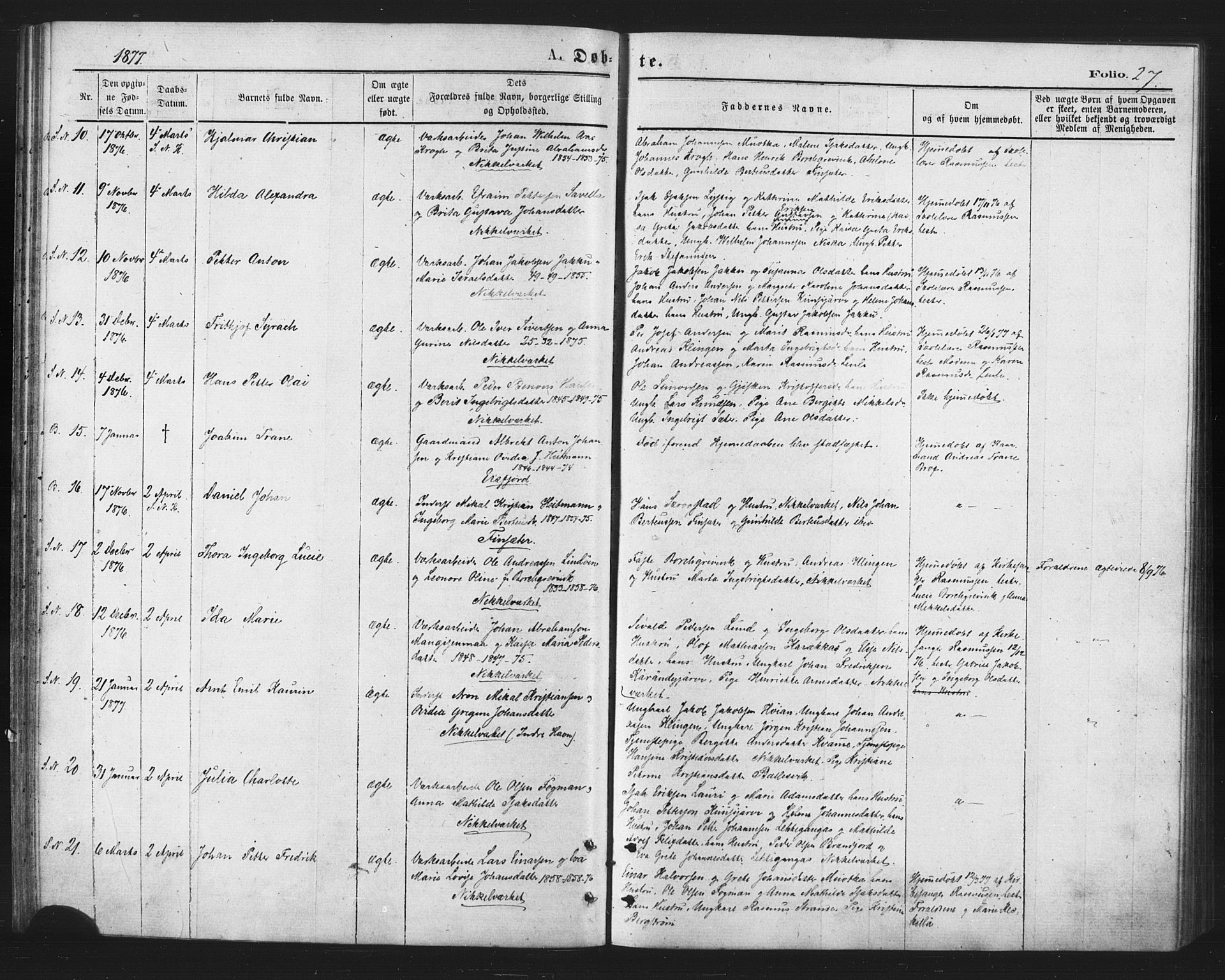 Berg sokneprestkontor, SATØ/S-1318/G/Ga/Gaa/L0003kirke: Parish register (official) no. 3, 1872-1879, p. 27