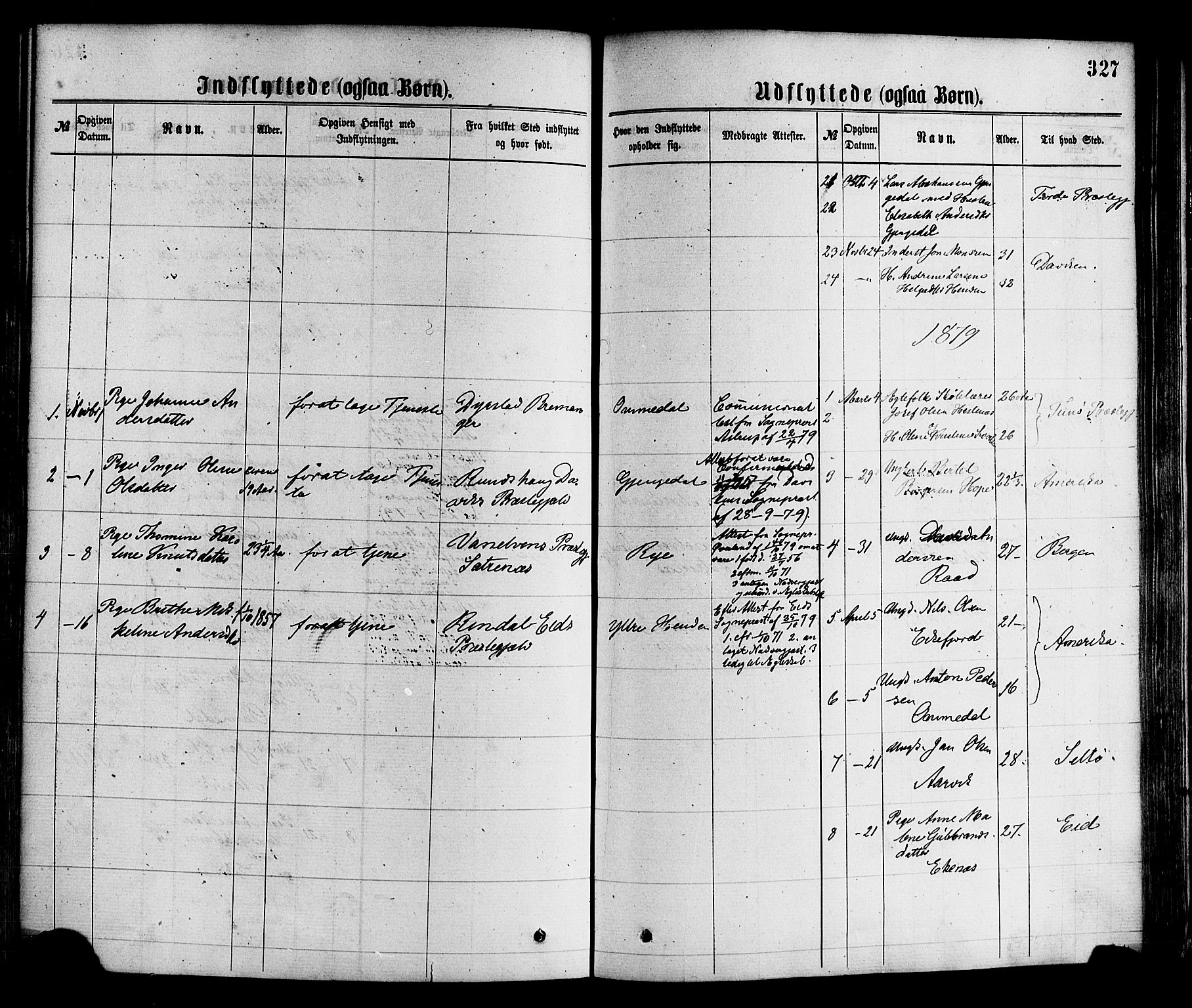 Gloppen sokneprestembete, SAB/A-80101/H/Haa/Haaa/L0010: Parish register (official) no. A 10, 1871-1884, p. 327