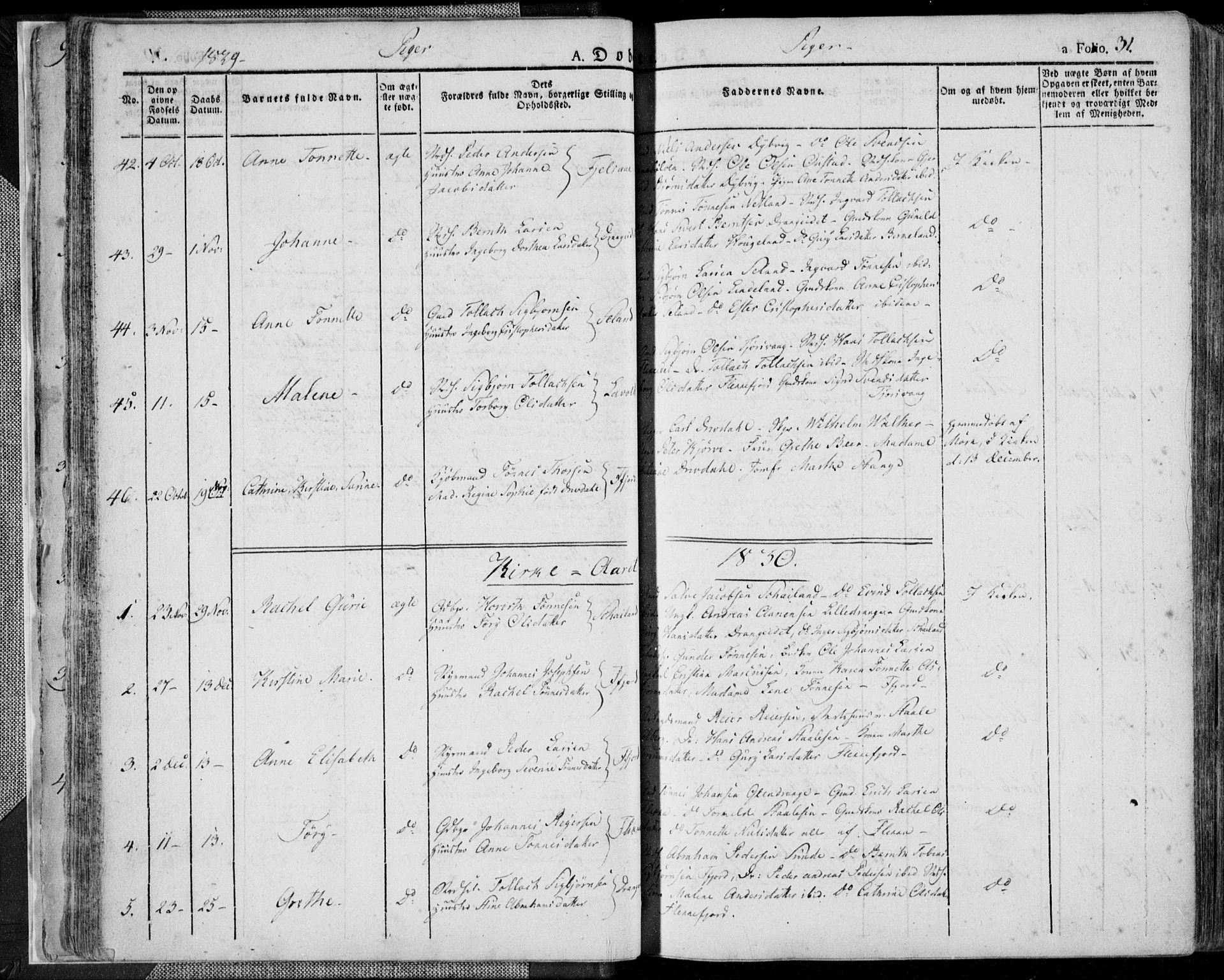 Flekkefjord sokneprestkontor, AV/SAK-1111-0012/F/Fa/Fac/L0003: Parish register (official) no. A 3, 1826-1841, p. 31