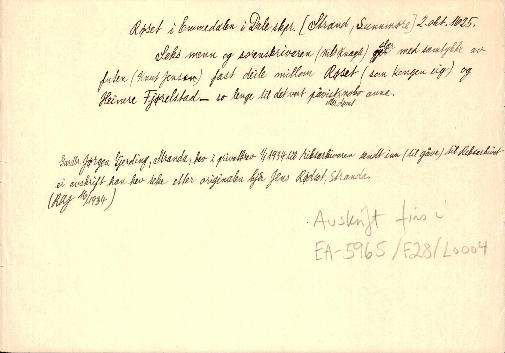 Riksarkivets diplomsamling, AV/RA-EA-5965/F35/F35d/L0003: Innlånte diplomer, seddelregister, 1621-1642, p. 121