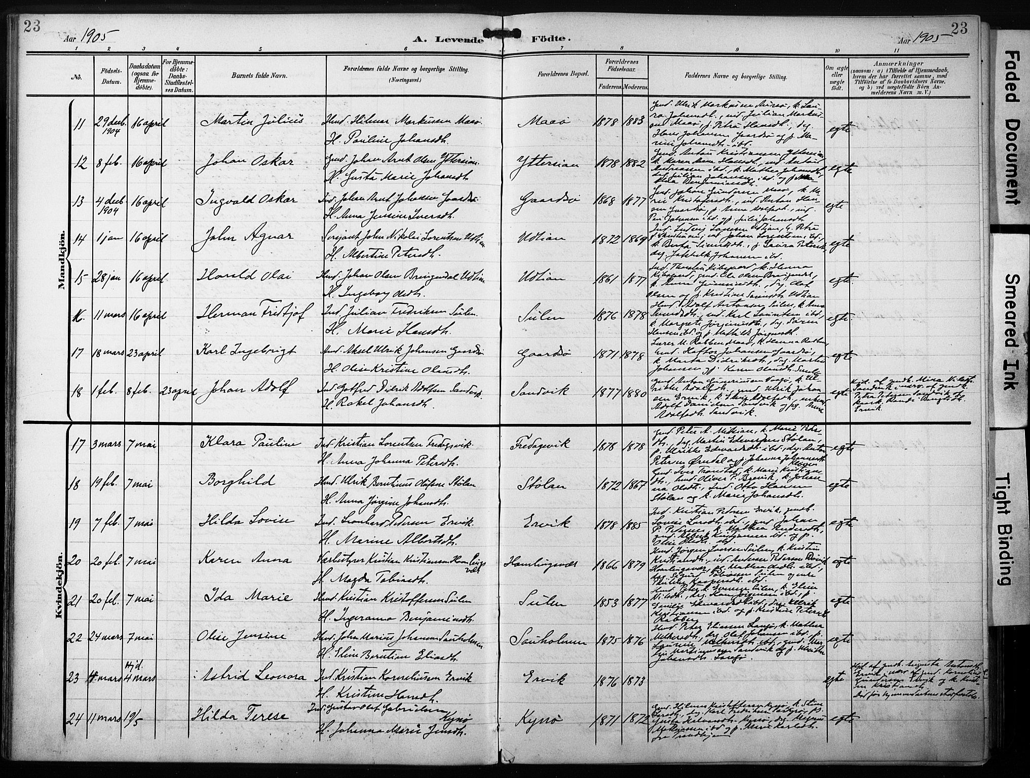 Ministerialprotokoller, klokkerbøker og fødselsregistre - Sør-Trøndelag, SAT/A-1456/640/L0580: Parish register (official) no. 640A05, 1902-1910, p. 23