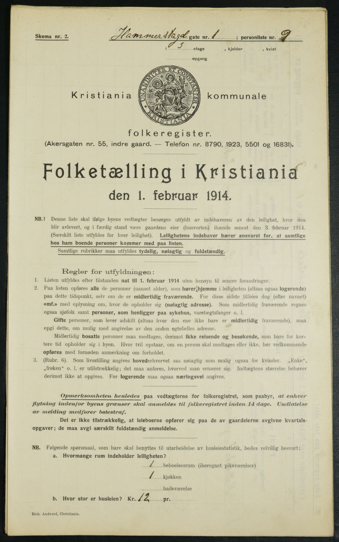 OBA, Municipal Census 1914 for Kristiania, 1914, p. 34595