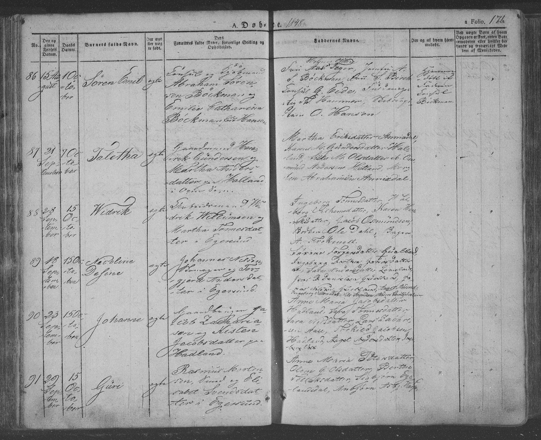 Eigersund sokneprestkontor, AV/SAST-A-101807/S08/L0009: Parish register (official) no. A 9, 1827-1850, p. 176