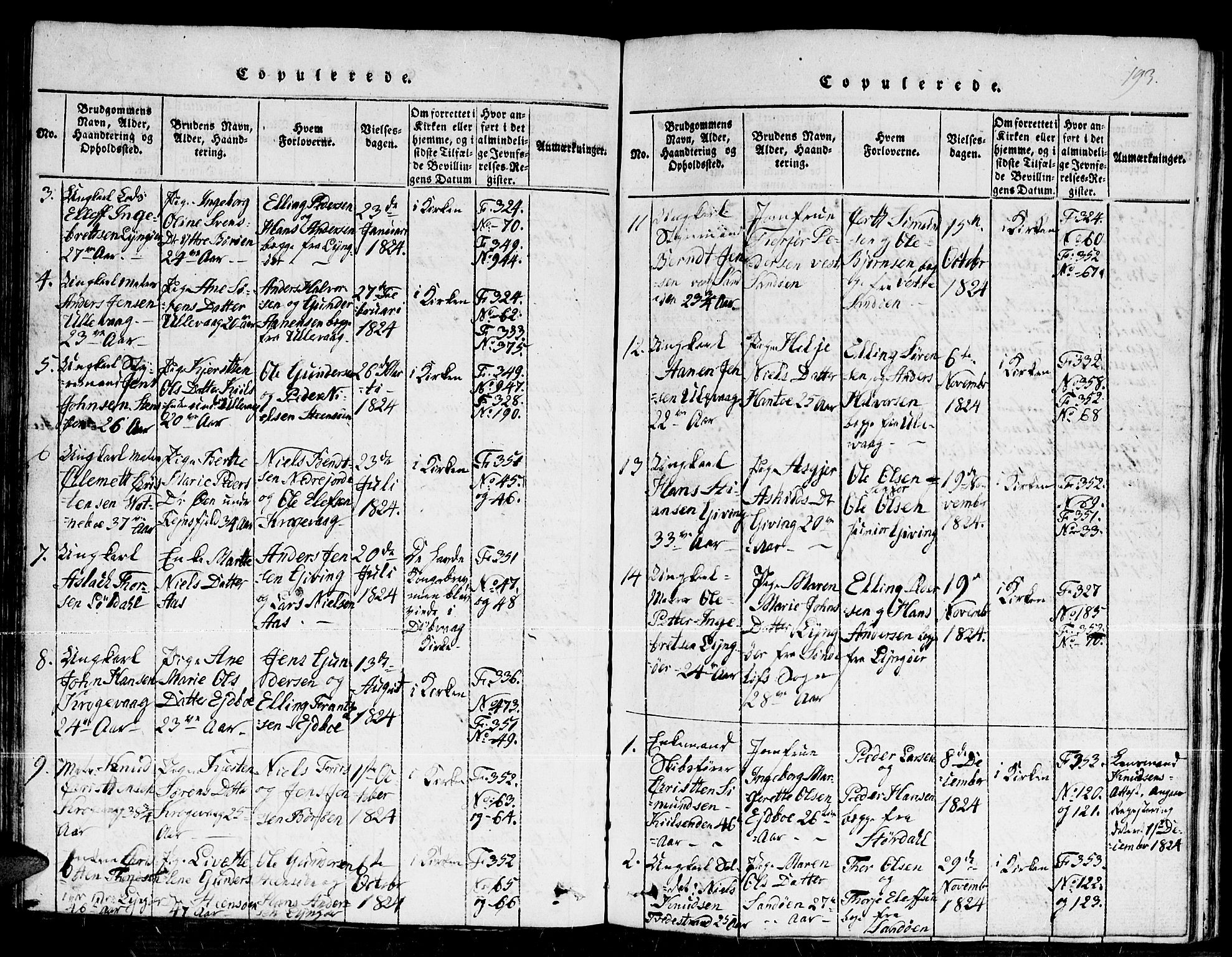 Dypvåg sokneprestkontor, AV/SAK-1111-0007/F/Fb/Fba/L0009: Parish register (copy) no. B 9, 1816-1842, p. 193