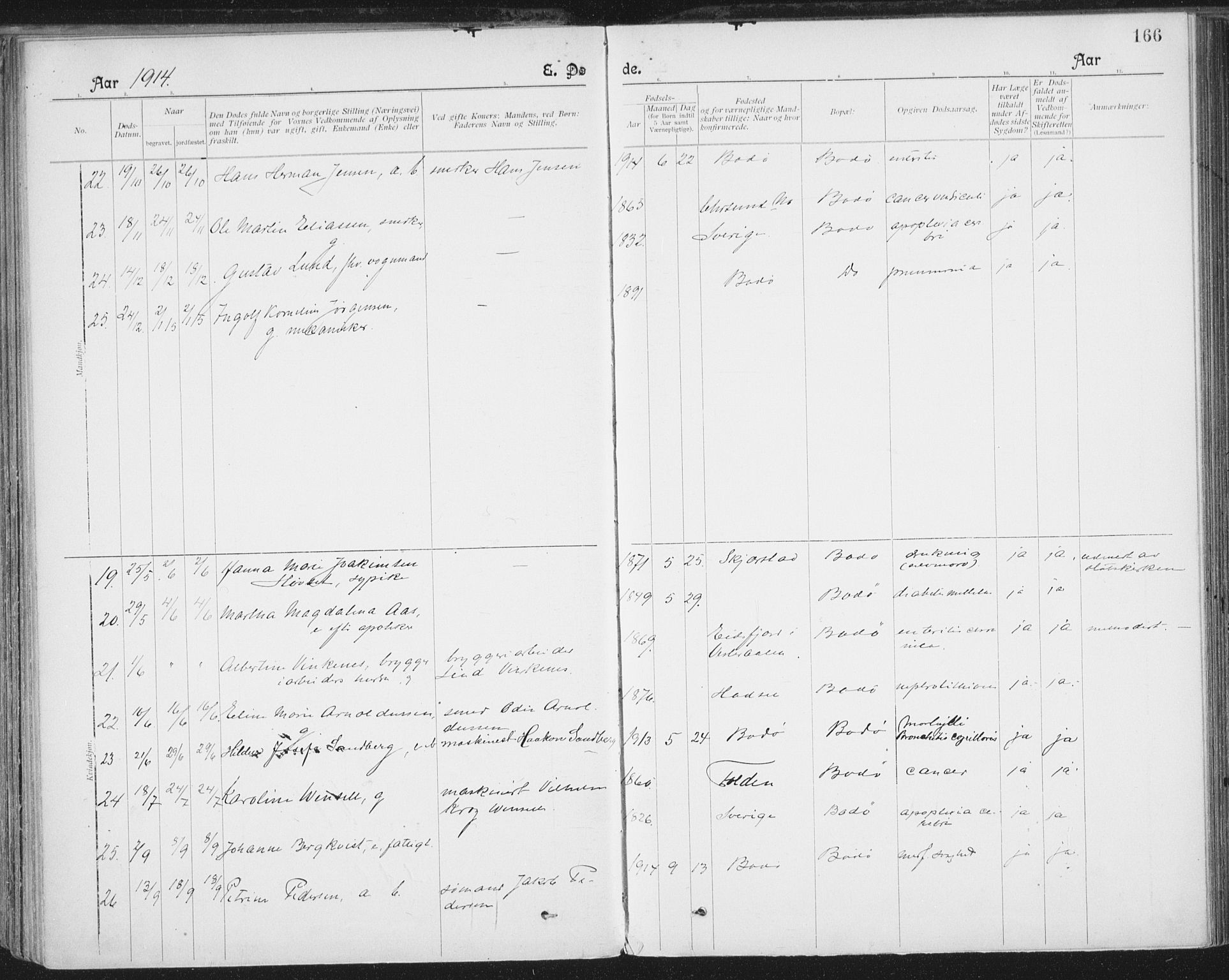 Ministerialprotokoller, klokkerbøker og fødselsregistre - Nordland, SAT/A-1459/801/L0012: Parish register (official) no. 801A12, 1900-1916, p. 166