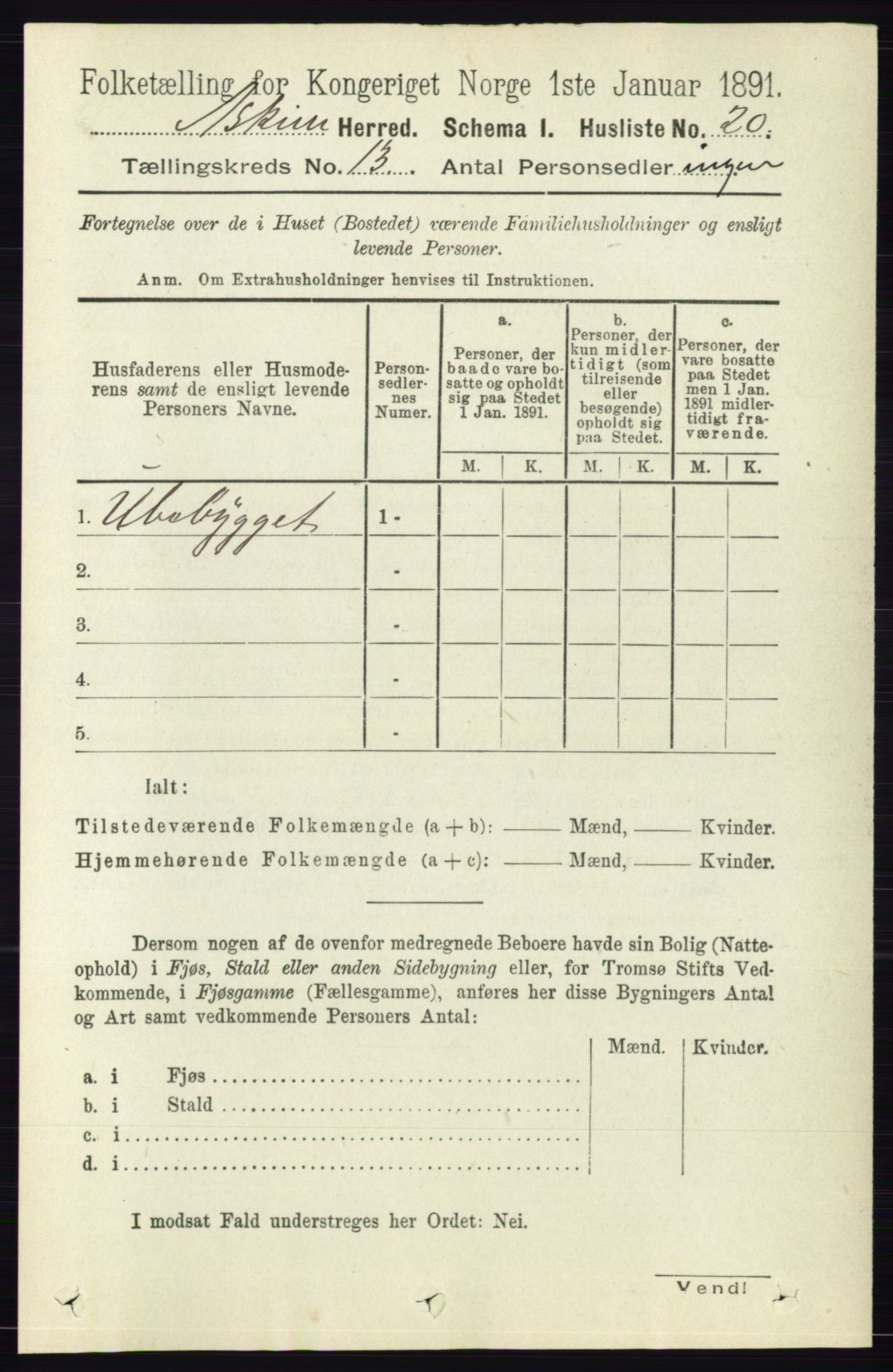 RA, 1891 census for 0124 Askim, 1891, p. 2030