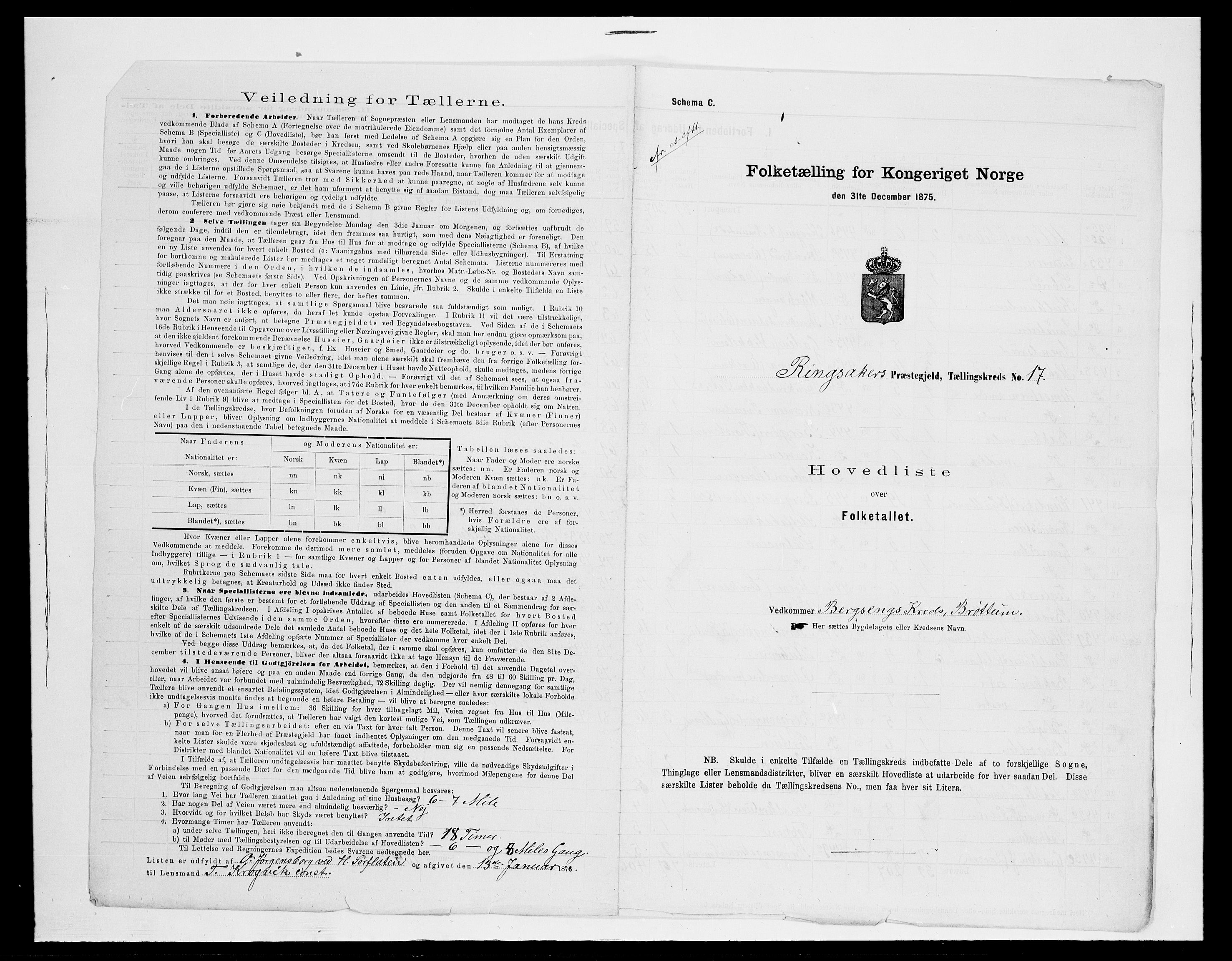 SAH, 1875 census for 0412P Ringsaker, 1875, p. 110