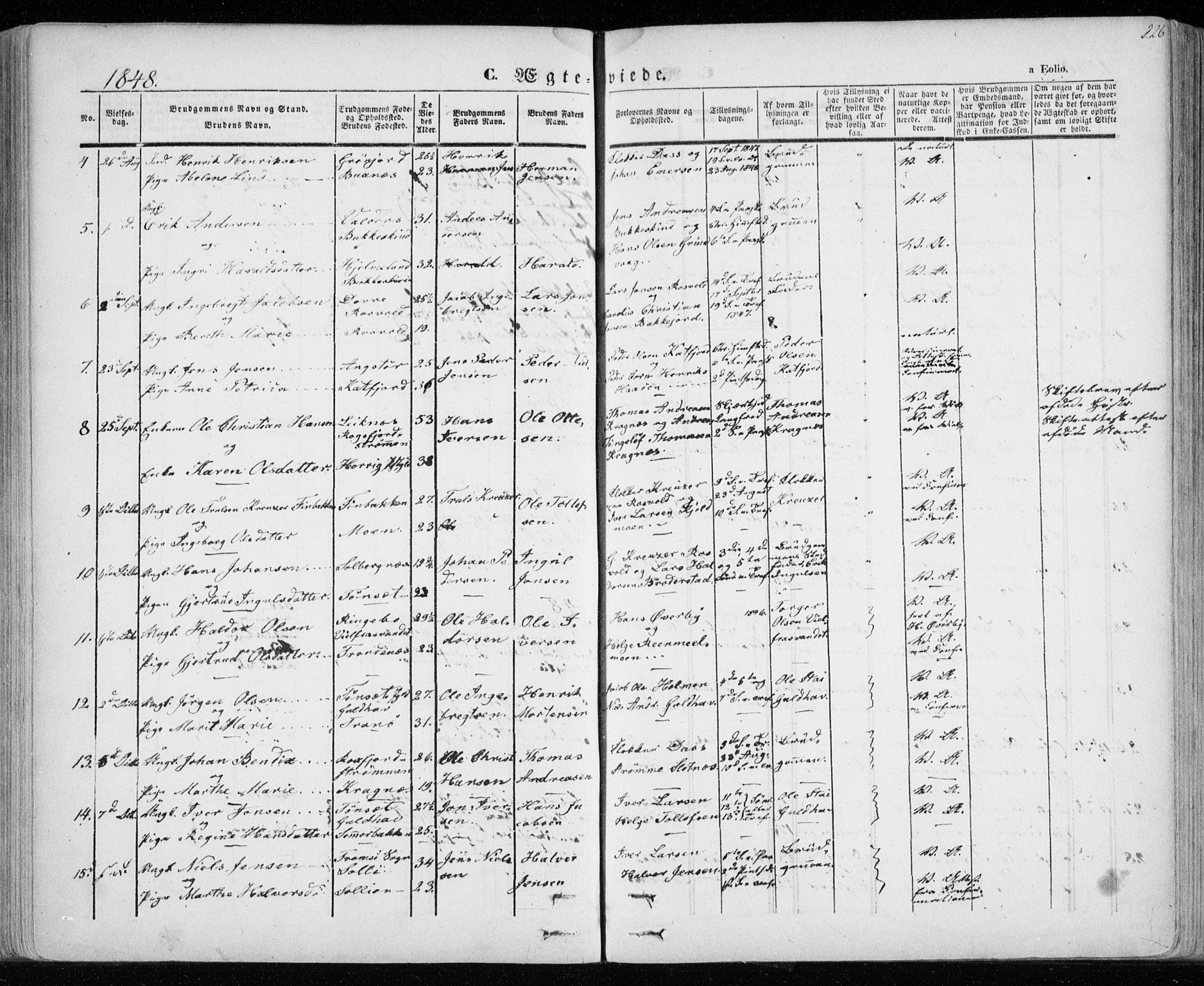 Lenvik sokneprestembete, SATØ/S-1310/H/Ha/Haa/L0006kirke: Parish register (official) no. 6, 1845-1854, p. 226