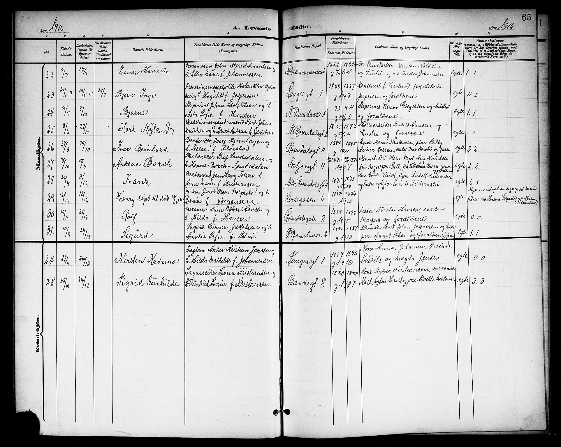 Larvik kirkebøker, SAKO/A-352/G/Gb/L0004: Parish register (copy) no. II 4, 1899-1919, p. 65