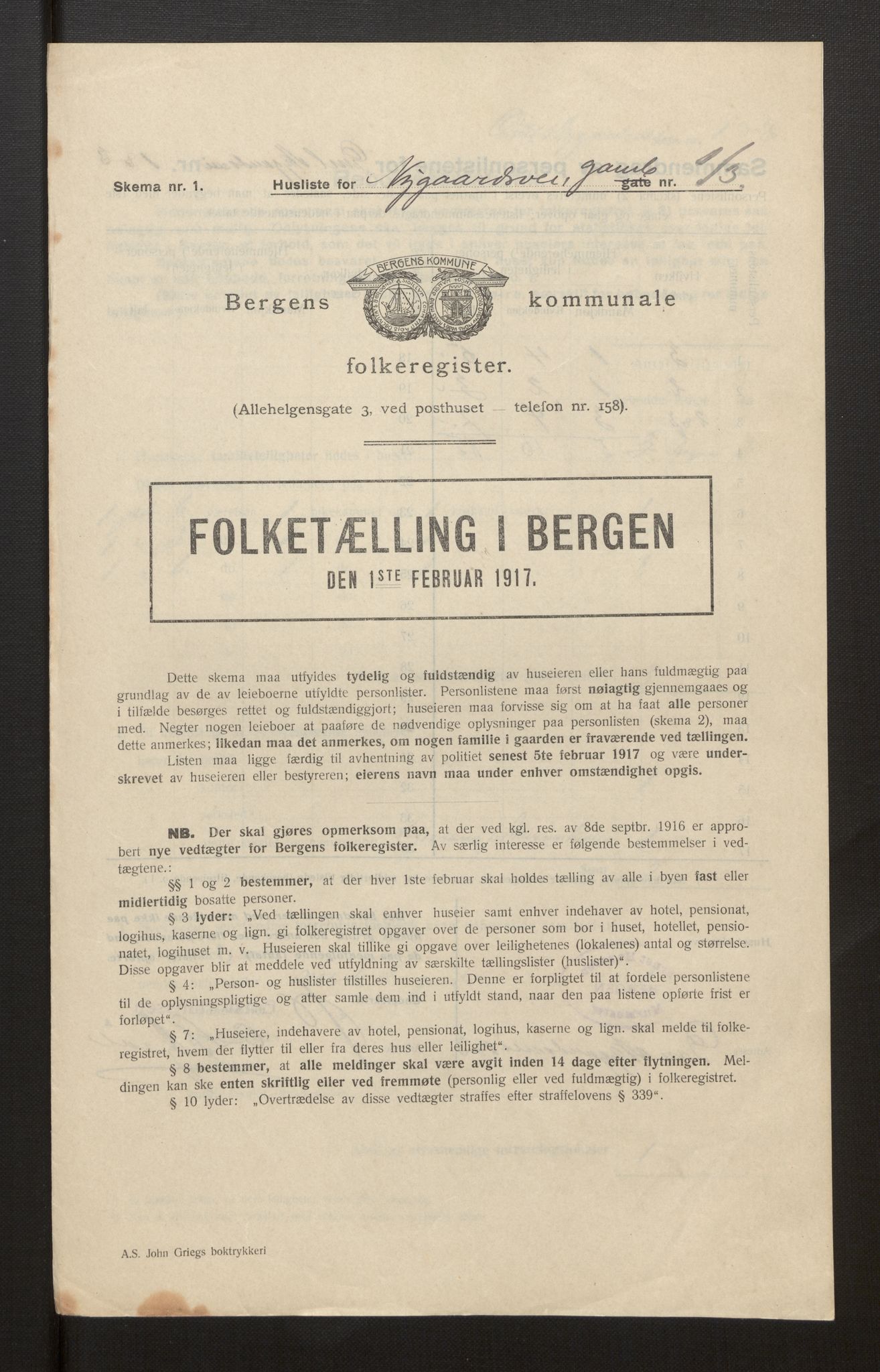 SAB, Municipal Census 1917 for Bergen, 1917, p. 28011