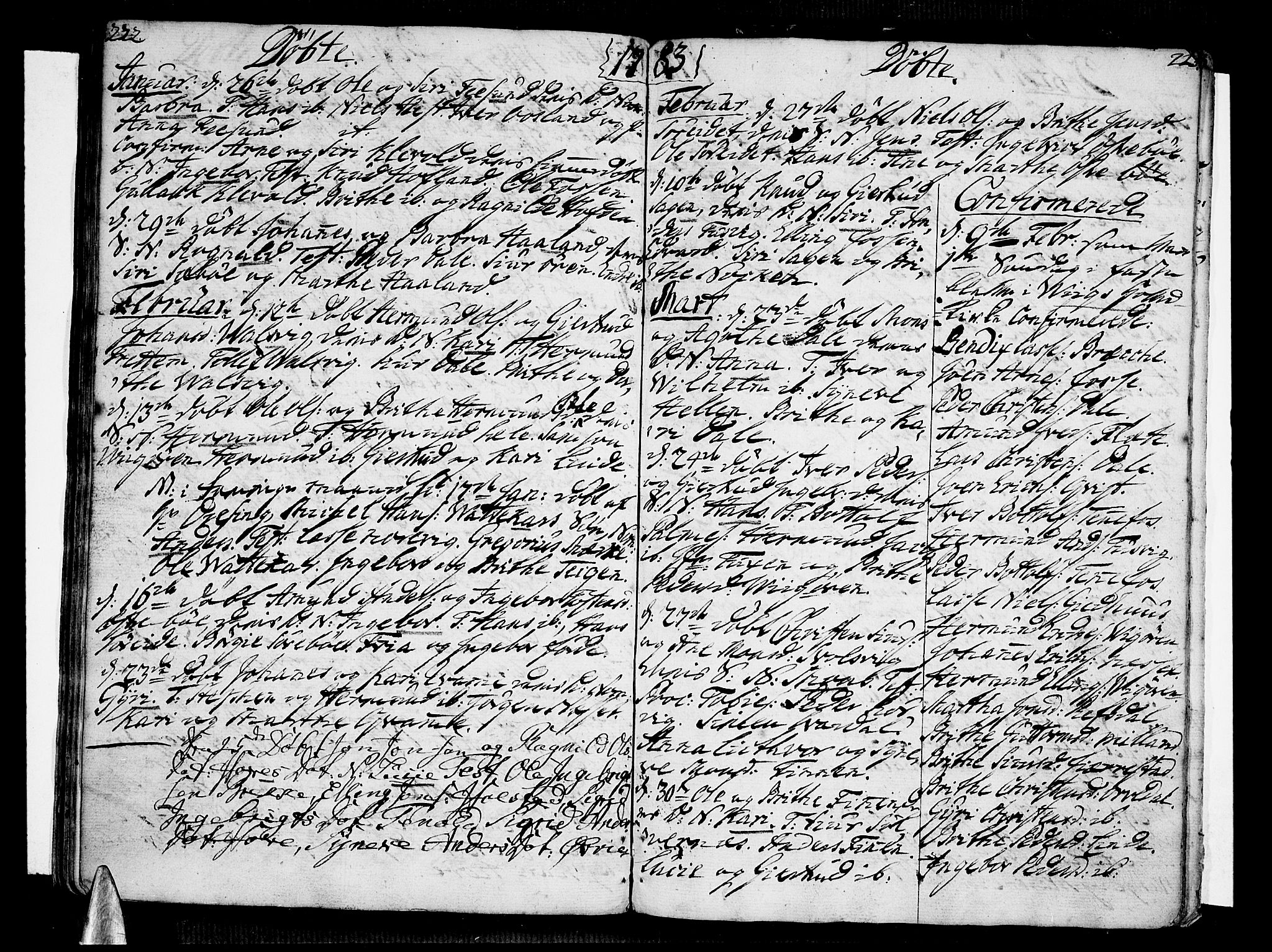 Vik sokneprestembete, SAB/A-81501: Parish register (official) no. A 4, 1772-1783, p. 222-223